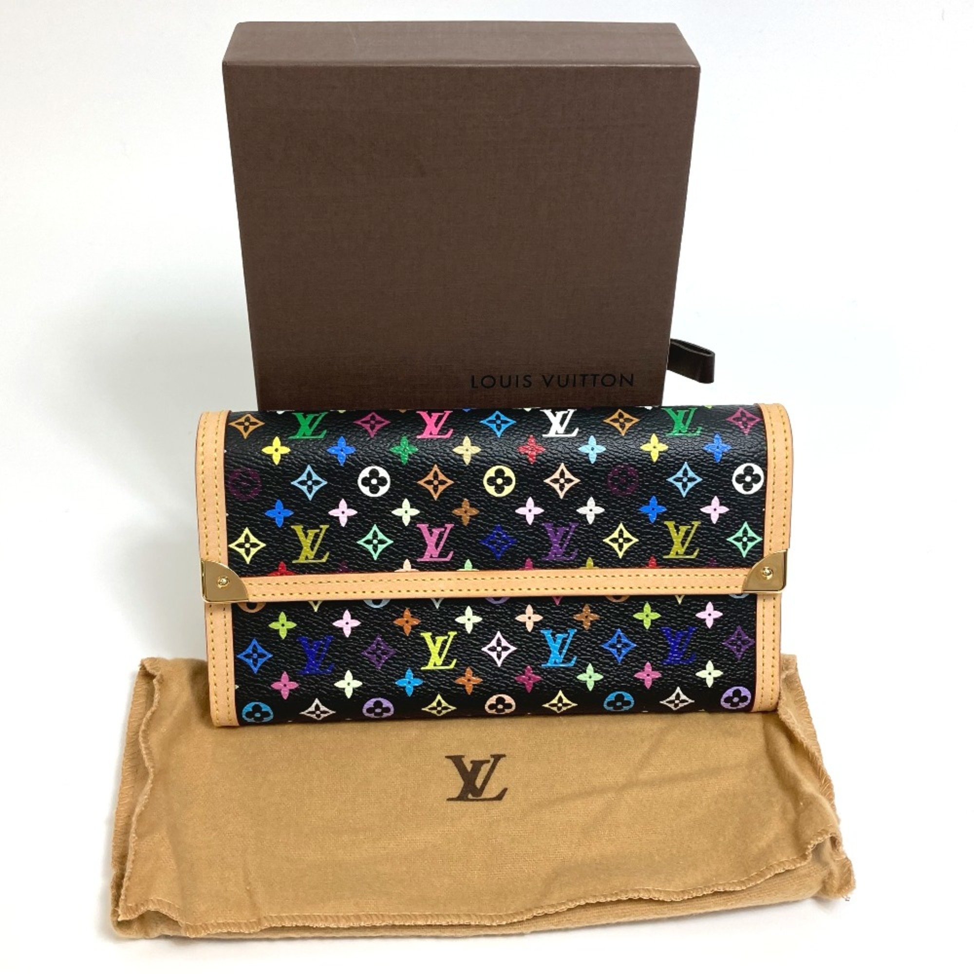 Louis Vuitton M92658 MonogramMulticolore Long Wallet Noir Black