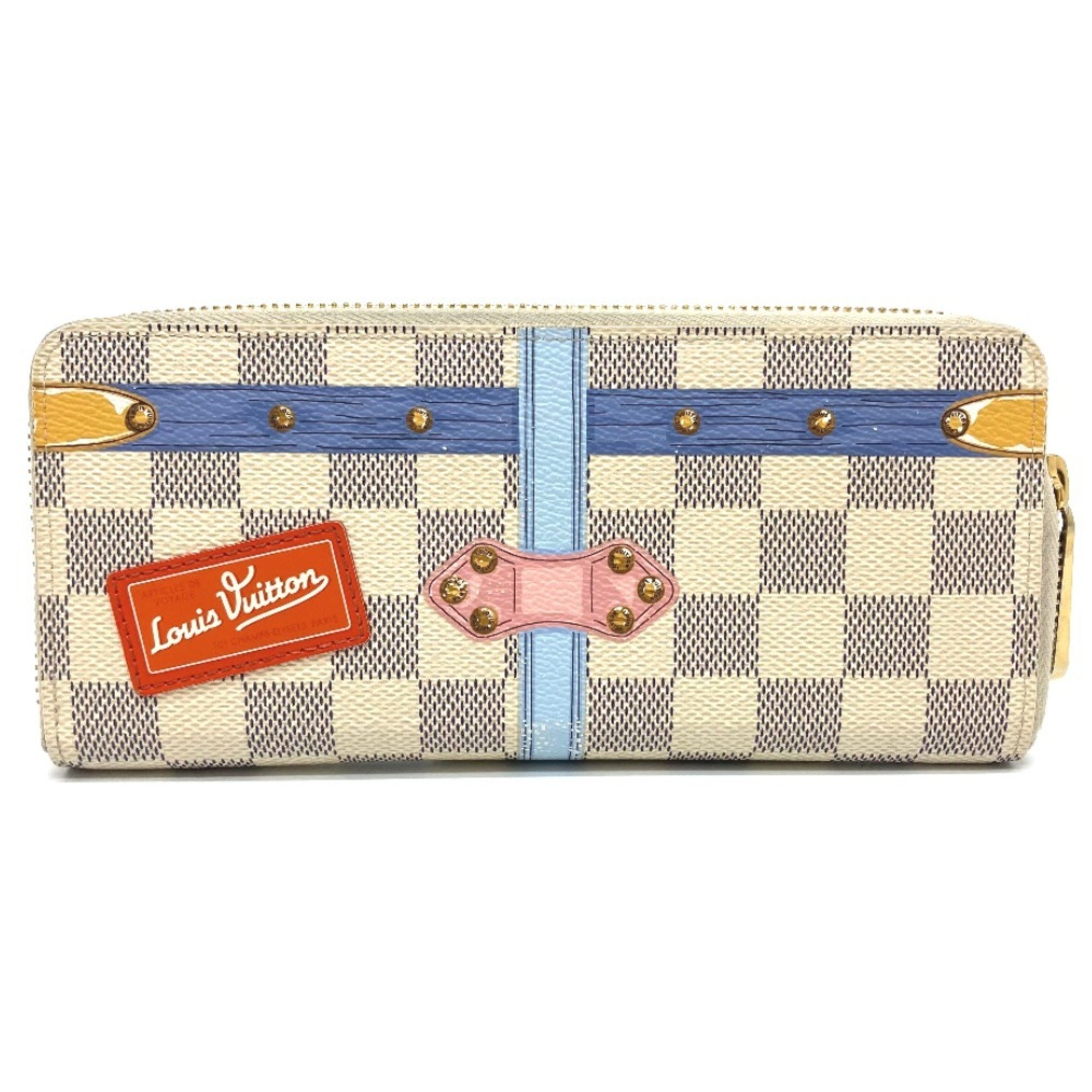 Louis Vuitton N60109 Damier Azul Portefeuille Clemence Long Wallet White