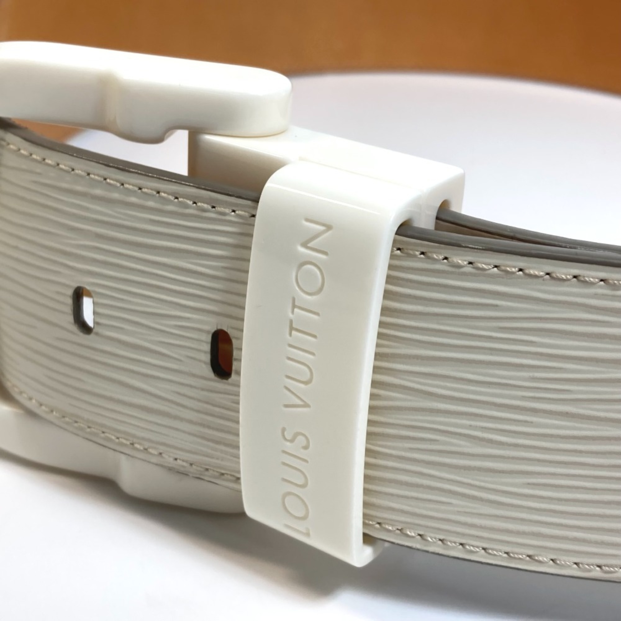 Louis Vuitton Epi Thick belt belt White