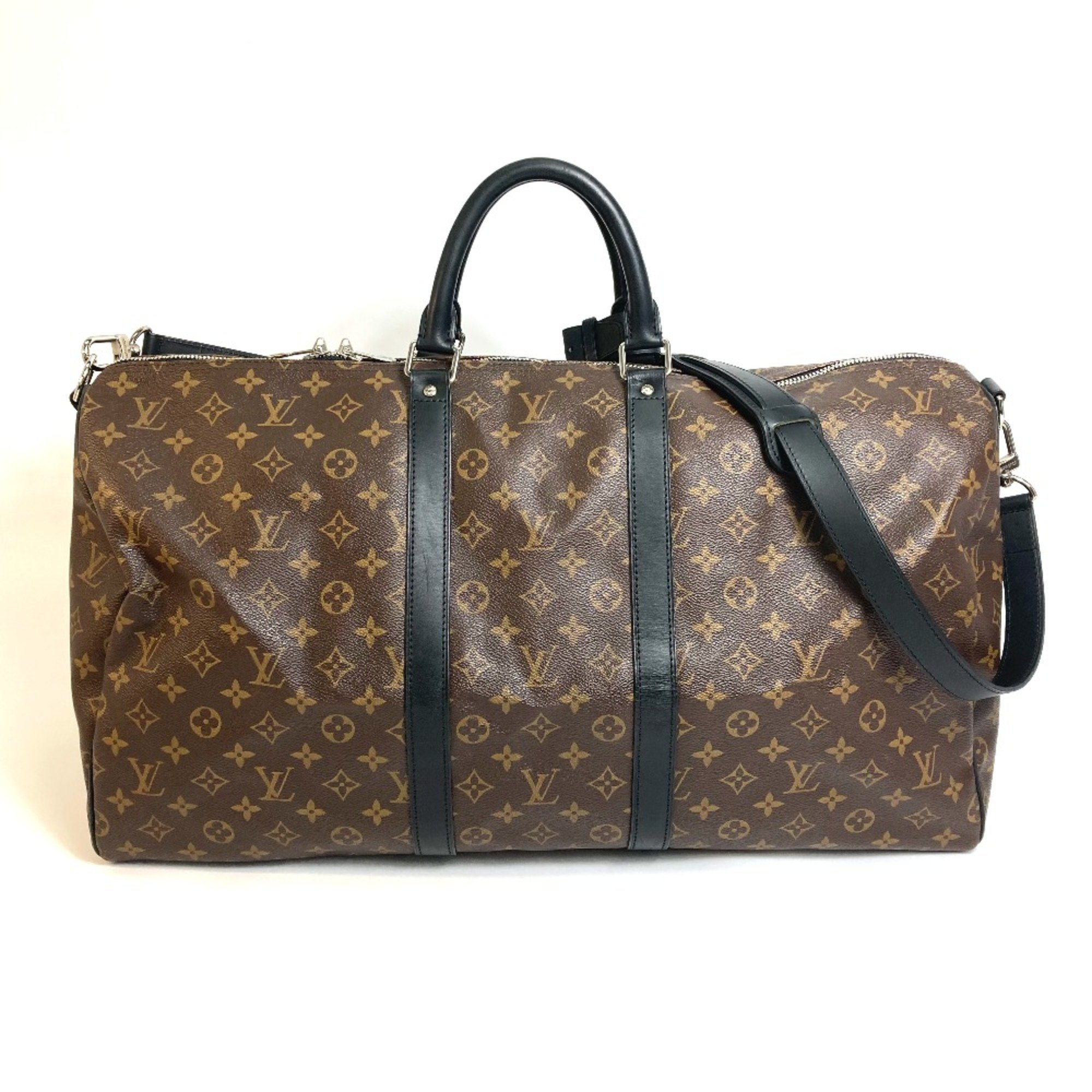 Louis Vuitton M56714 MonogramMacassar Bag 2WAY Duffle Bag Brown x Black SilverHardware