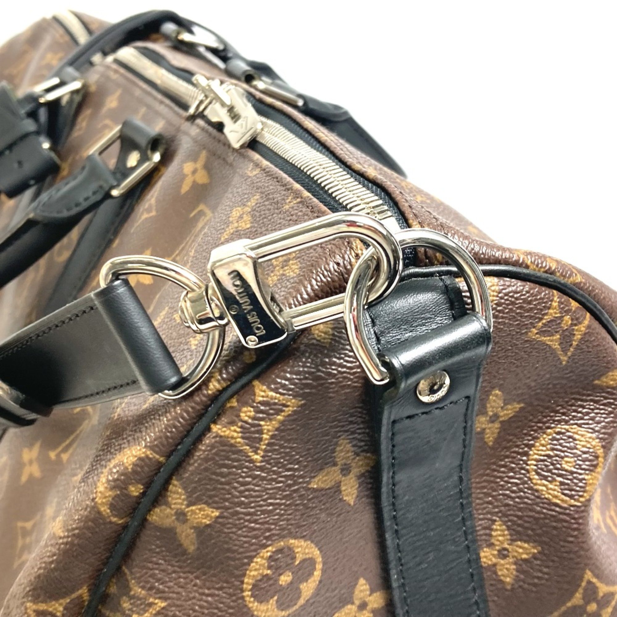 Louis Vuitton M56714 MonogramMacassar Bag 2WAY Duffle Bag Brown x Black SilverHardware