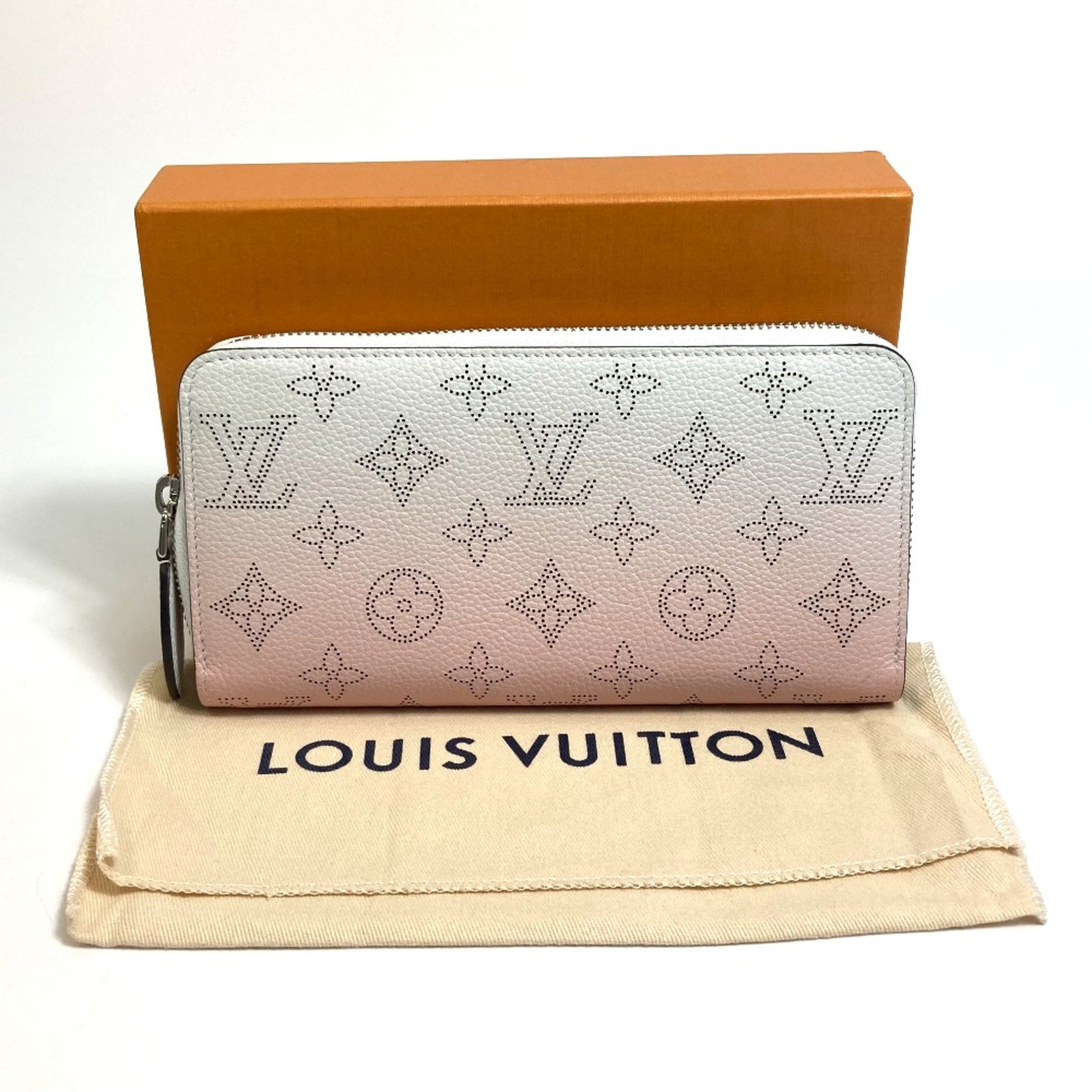 Louis Vuitton M80490 MonogramMahina Gradation Zip Around Long Wallet Pink x White