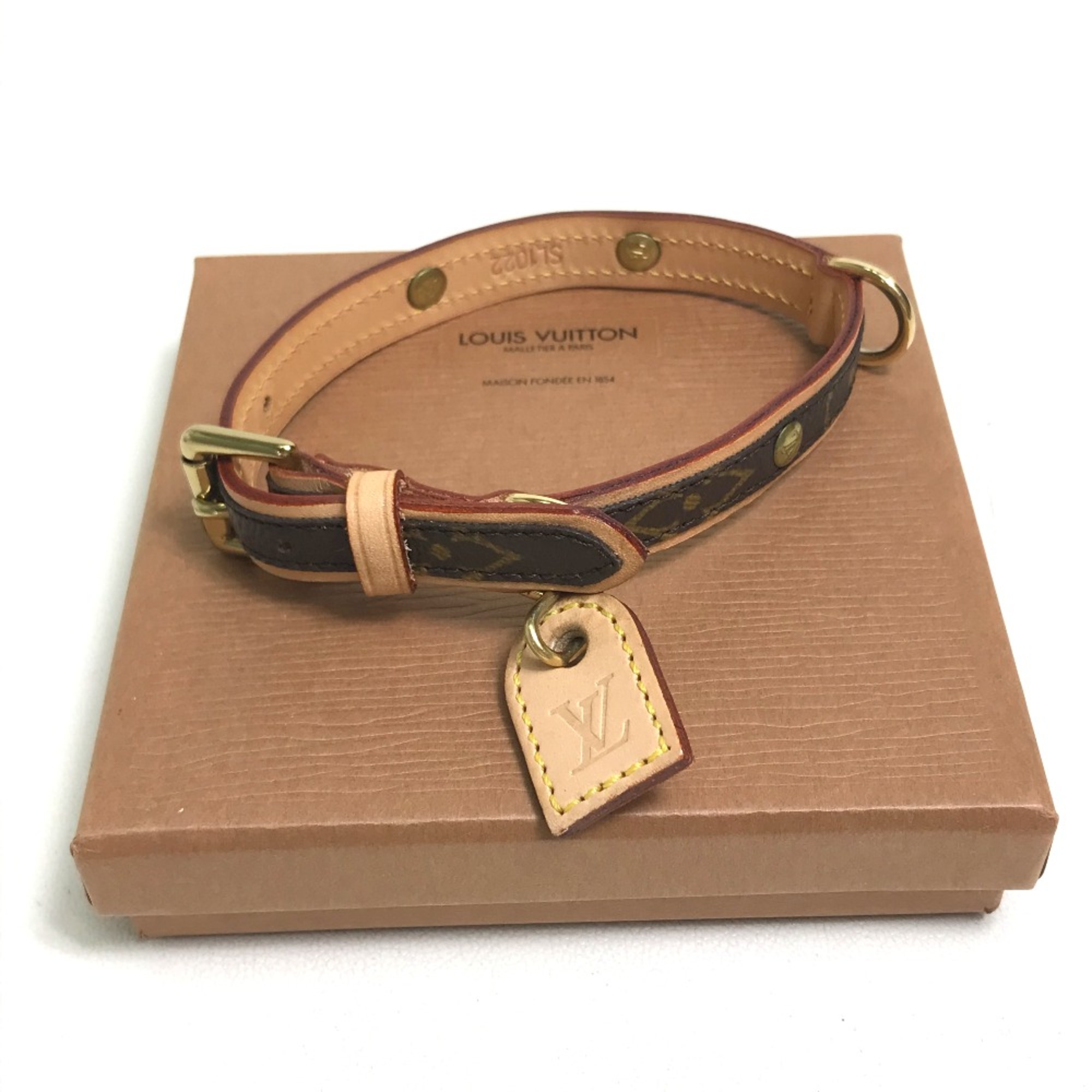 Louis Vuitton M58072 Monogram 小型犬用 Collar Brown GoldHardware