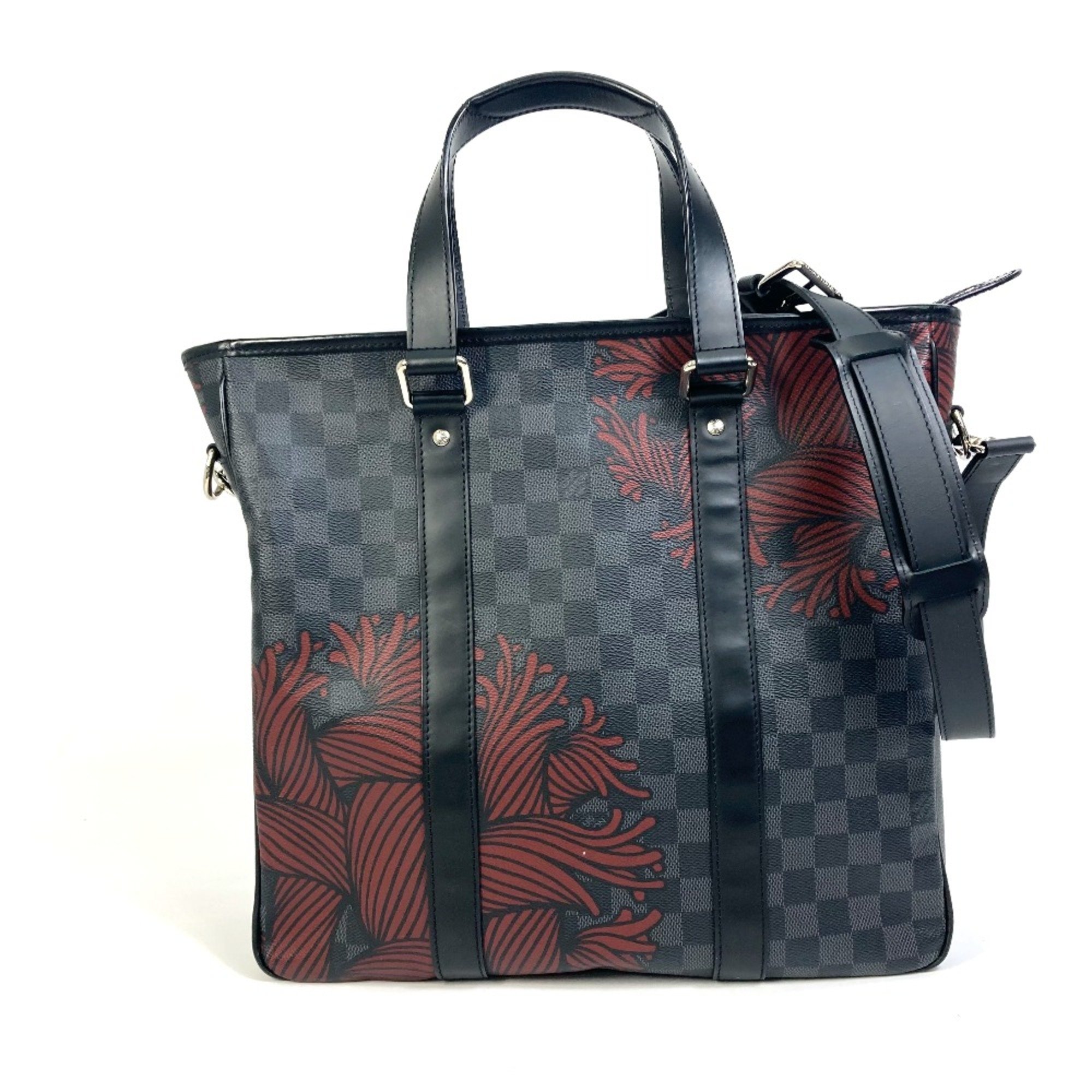 Louis Vuitton N41717 Damier Graphite 2WAY Shoulder Bag Tote Bag Black x RedBased