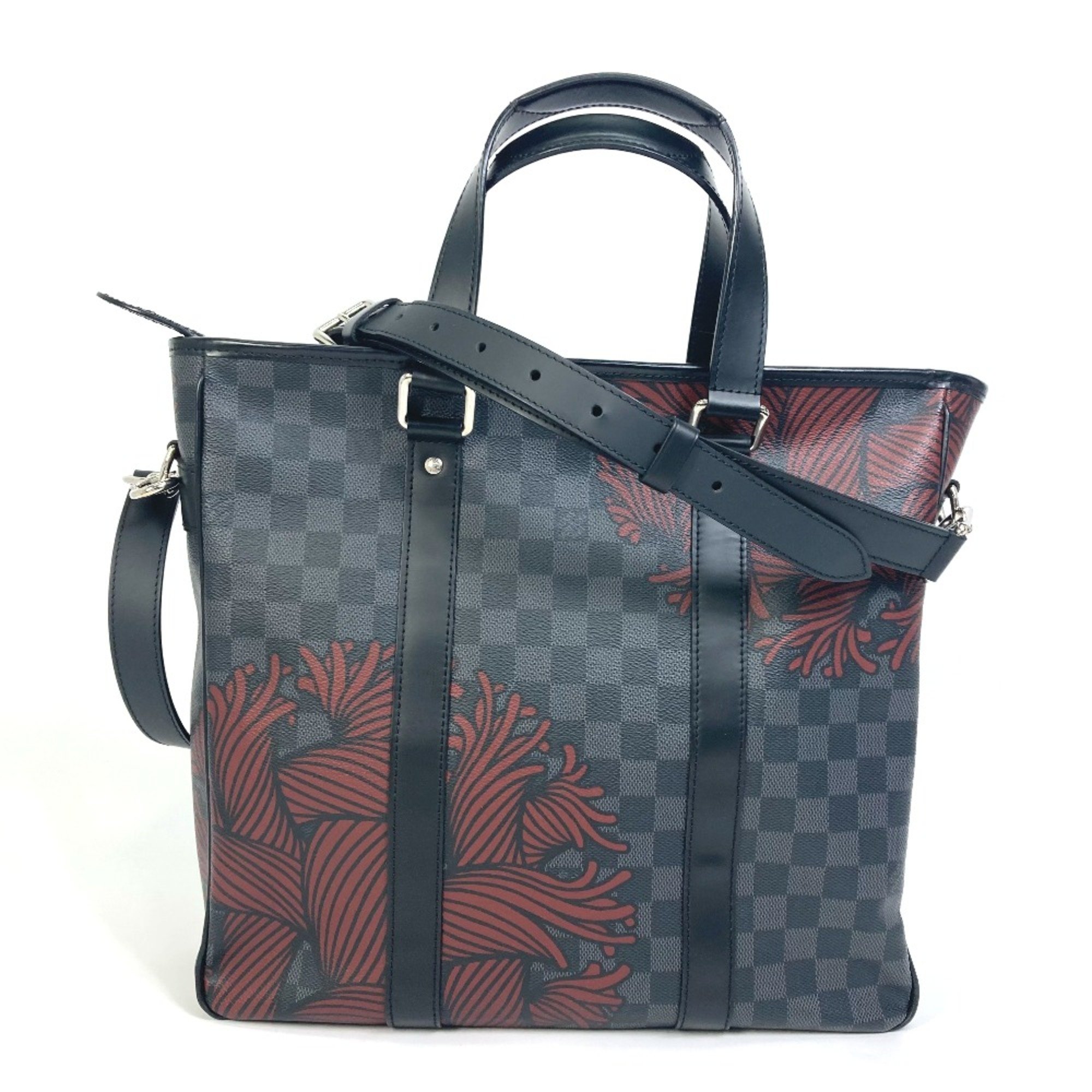 Louis Vuitton N41717 Damier Graphite 2WAY Shoulder Bag Tote Bag Black x RedBased