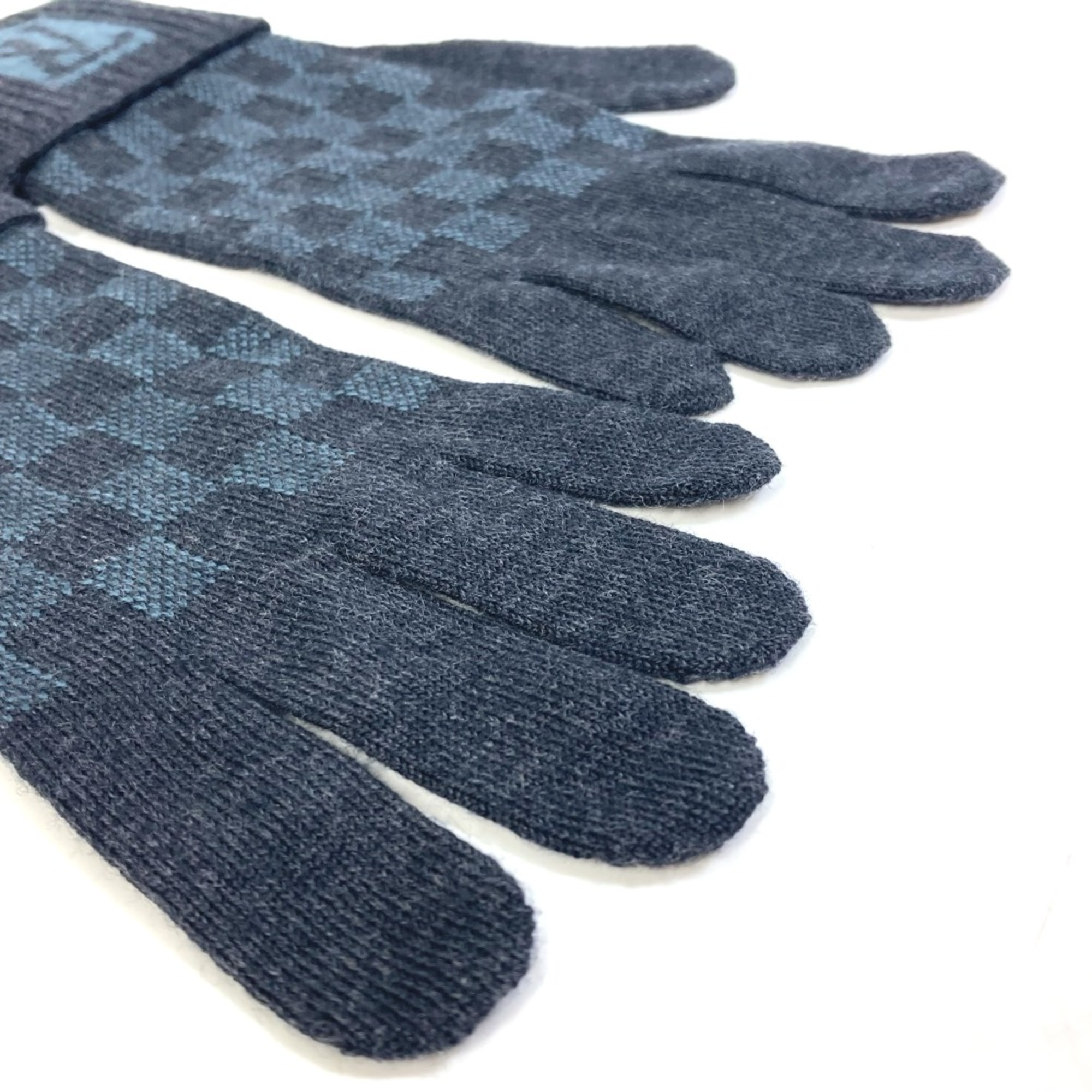 Louis Vuitton gloves LV logo gloves Gray Based Blue Based