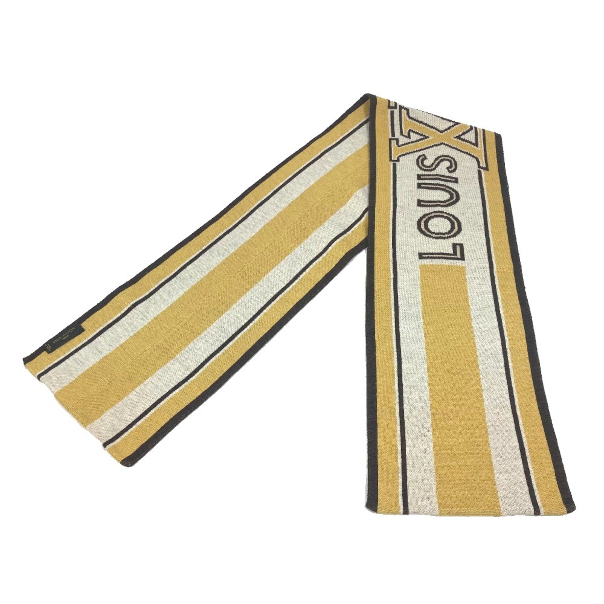 Louis Vuitton border logo Scarf Beige x Brown