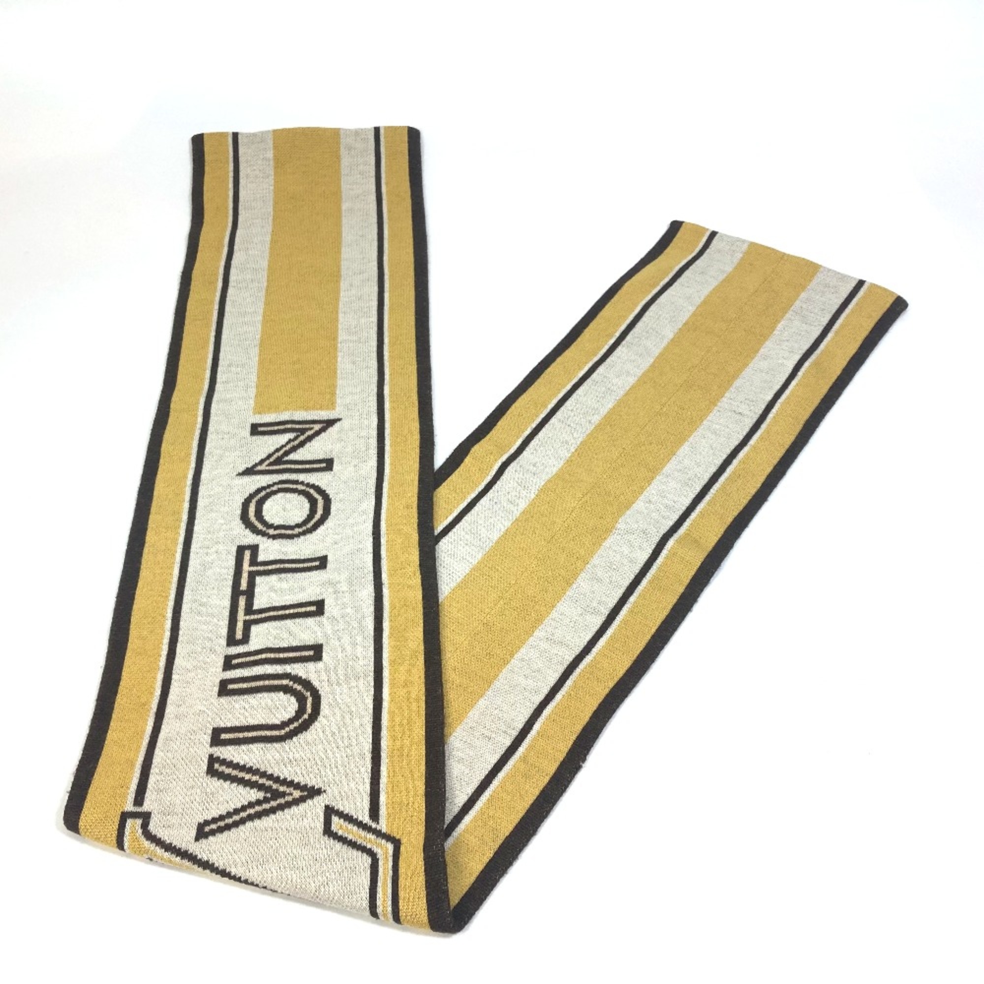 Louis Vuitton border logo Scarf Beige x Brown