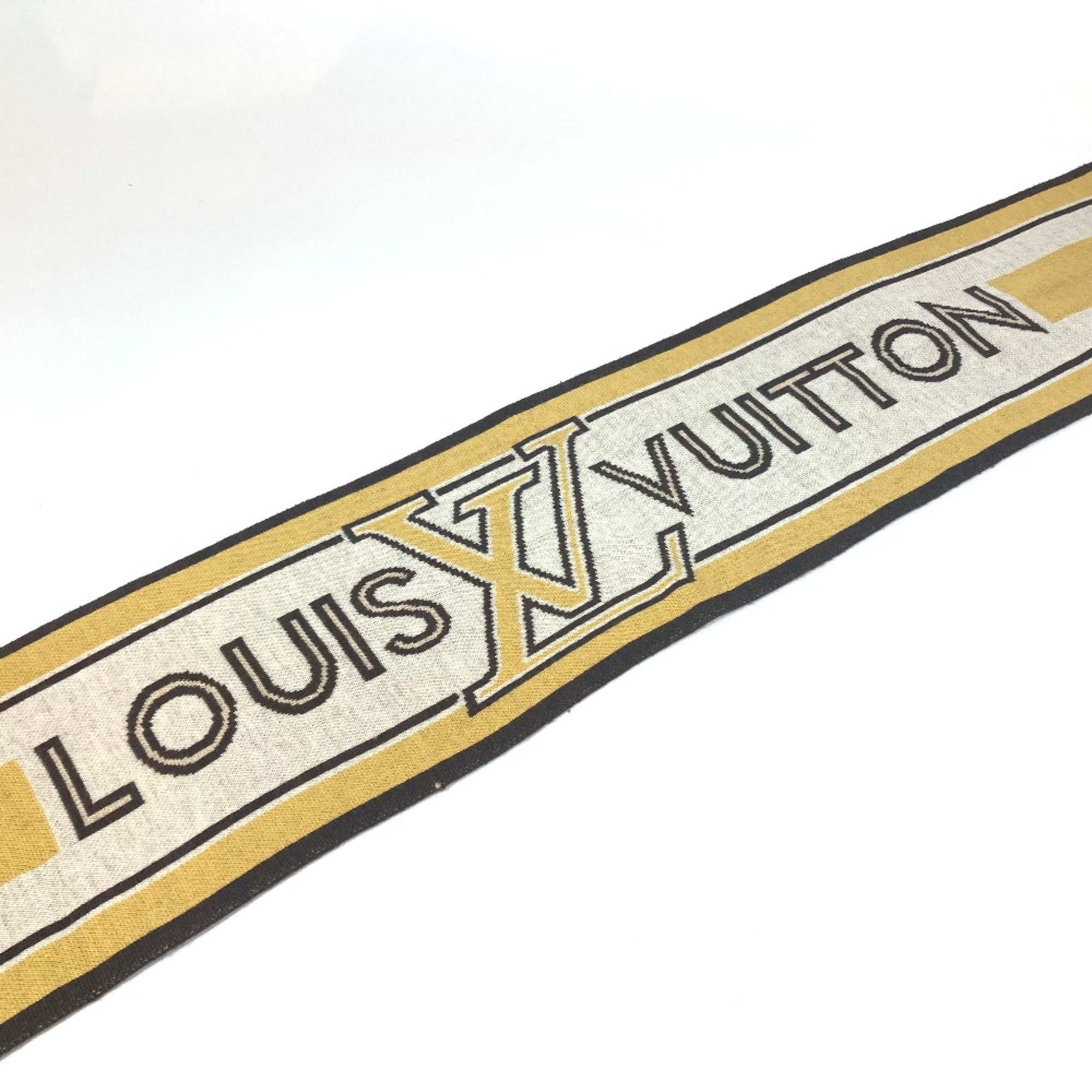 Louis Vuitton border logo Scarf Beige x Brown