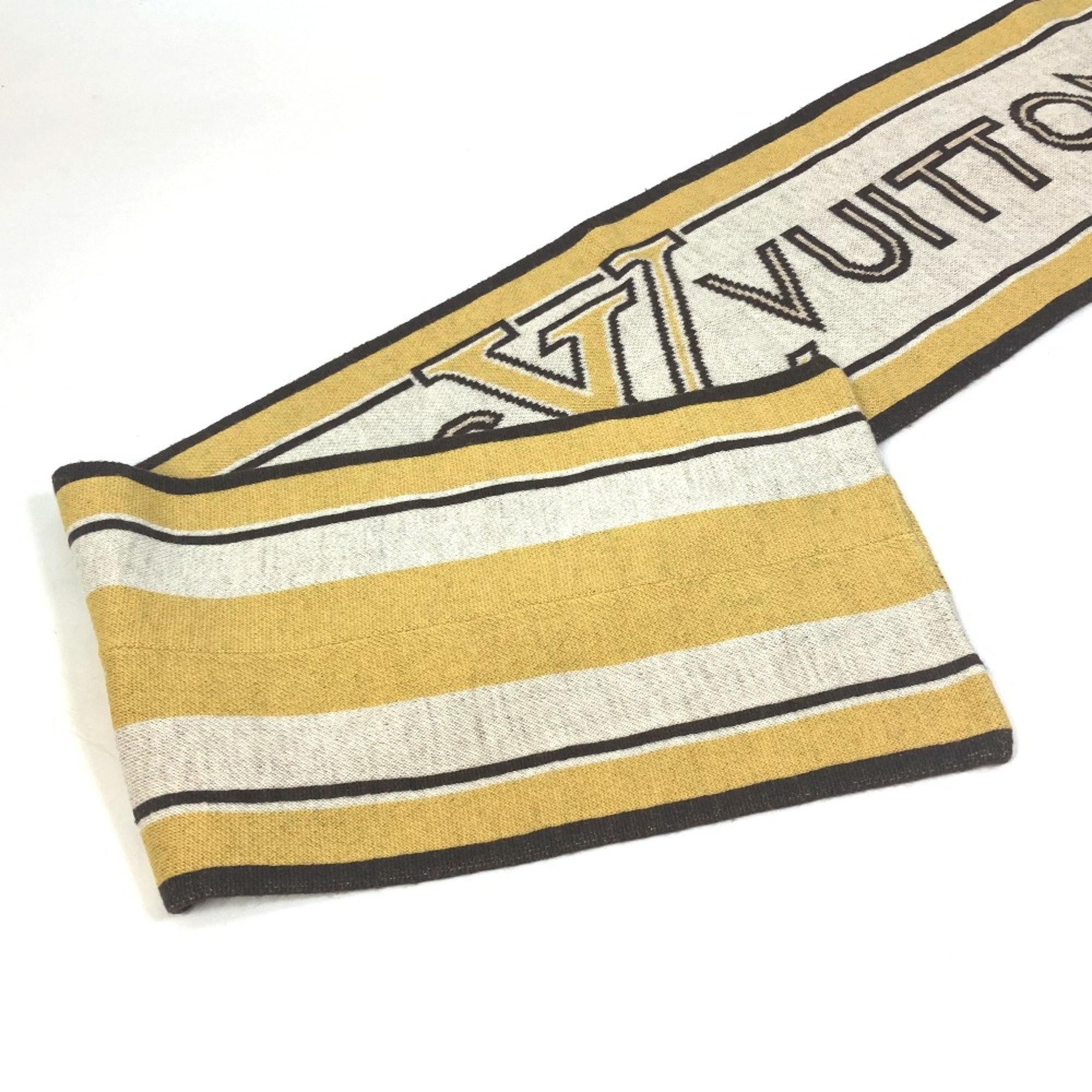 Louis Vuitton border logo Scarf Beige x Brown