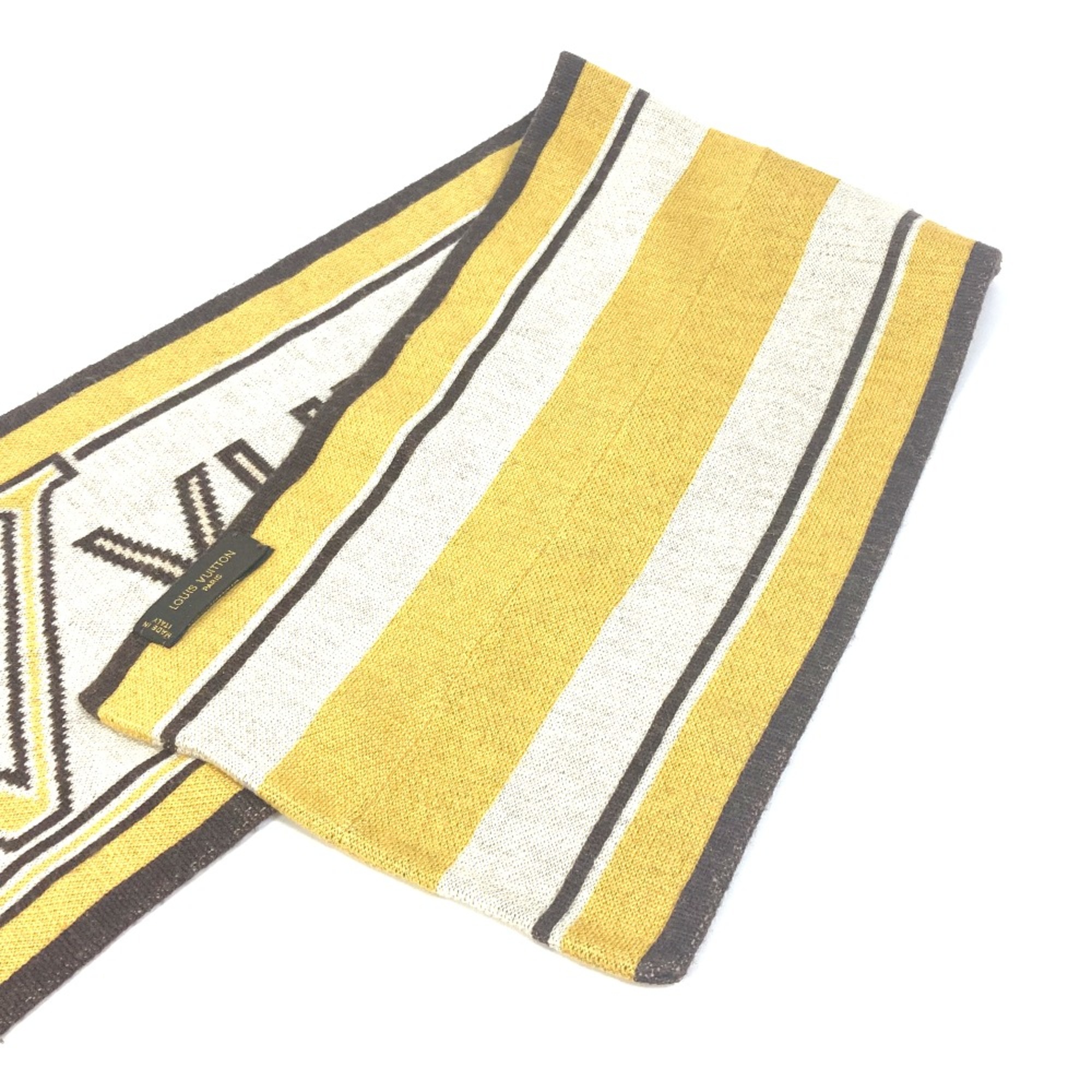 Louis Vuitton border logo Scarf Beige x Brown