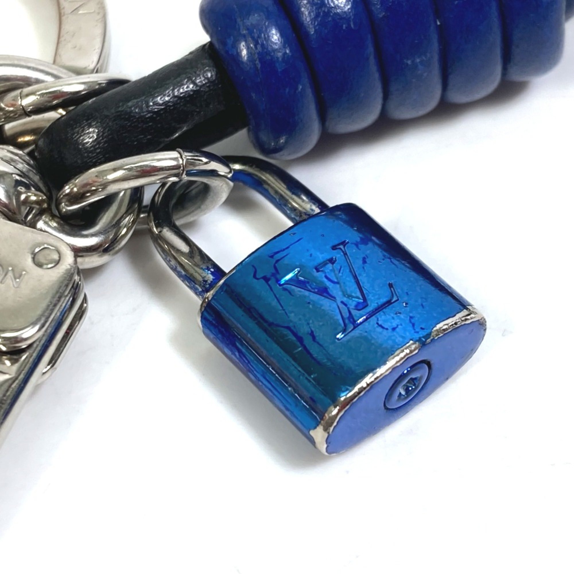 Louis Vuitton M61713 Bag Bag Charm Key Holder blue Silver