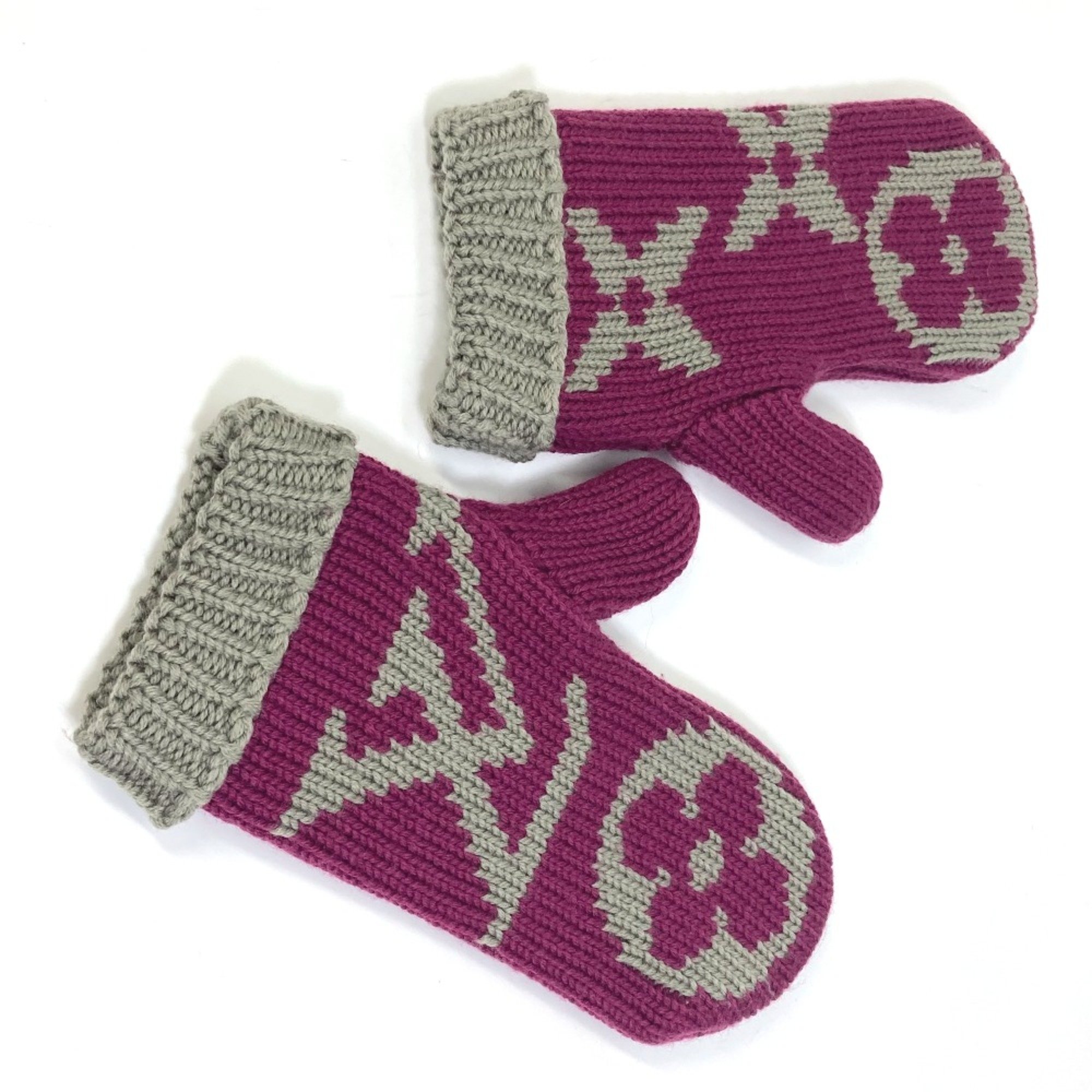 Louis Vuitton M72766 Monogram knit mittens Glove gloves Cassis