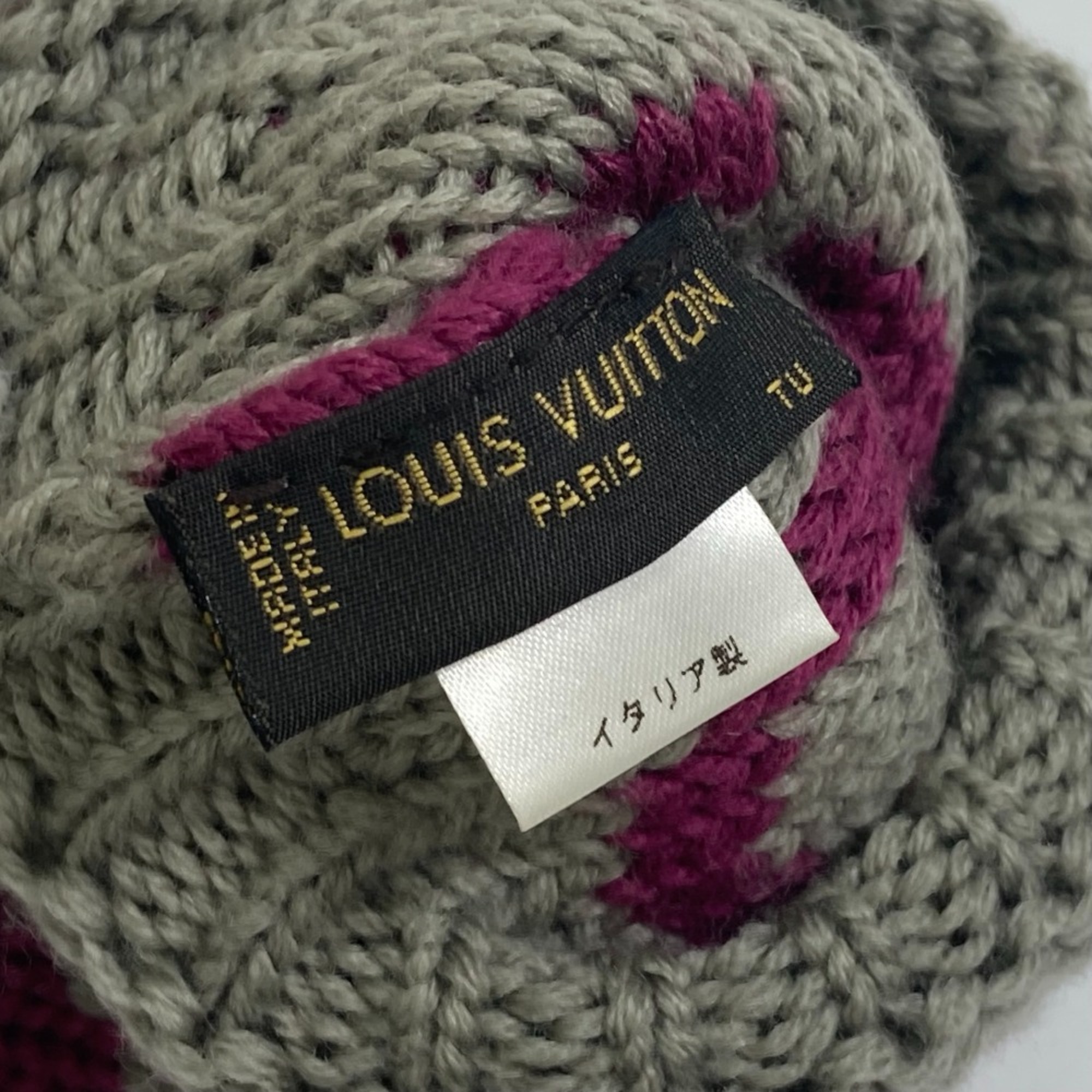 Louis Vuitton M72766 Monogram knit mittens Glove gloves Cassis