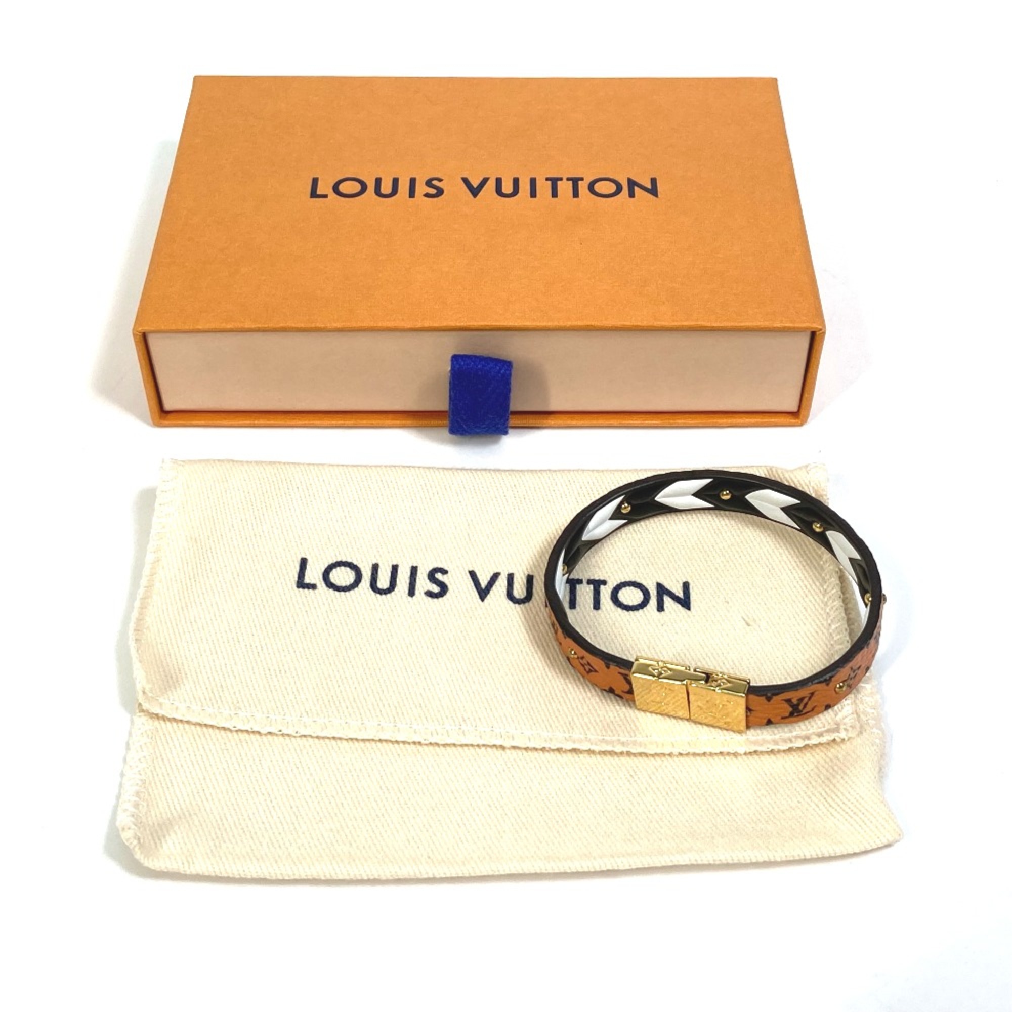 Louis Vuitton M6774F Monogram Accessories Bracelet Brown White x Black