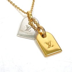 Louis Vuitton M63141 Monogram nanogram miniature name tag Necklace Gold/Silver