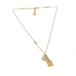 Louis Vuitton M63141 Monogram nanogram miniature name tag Necklace Gold/Silver