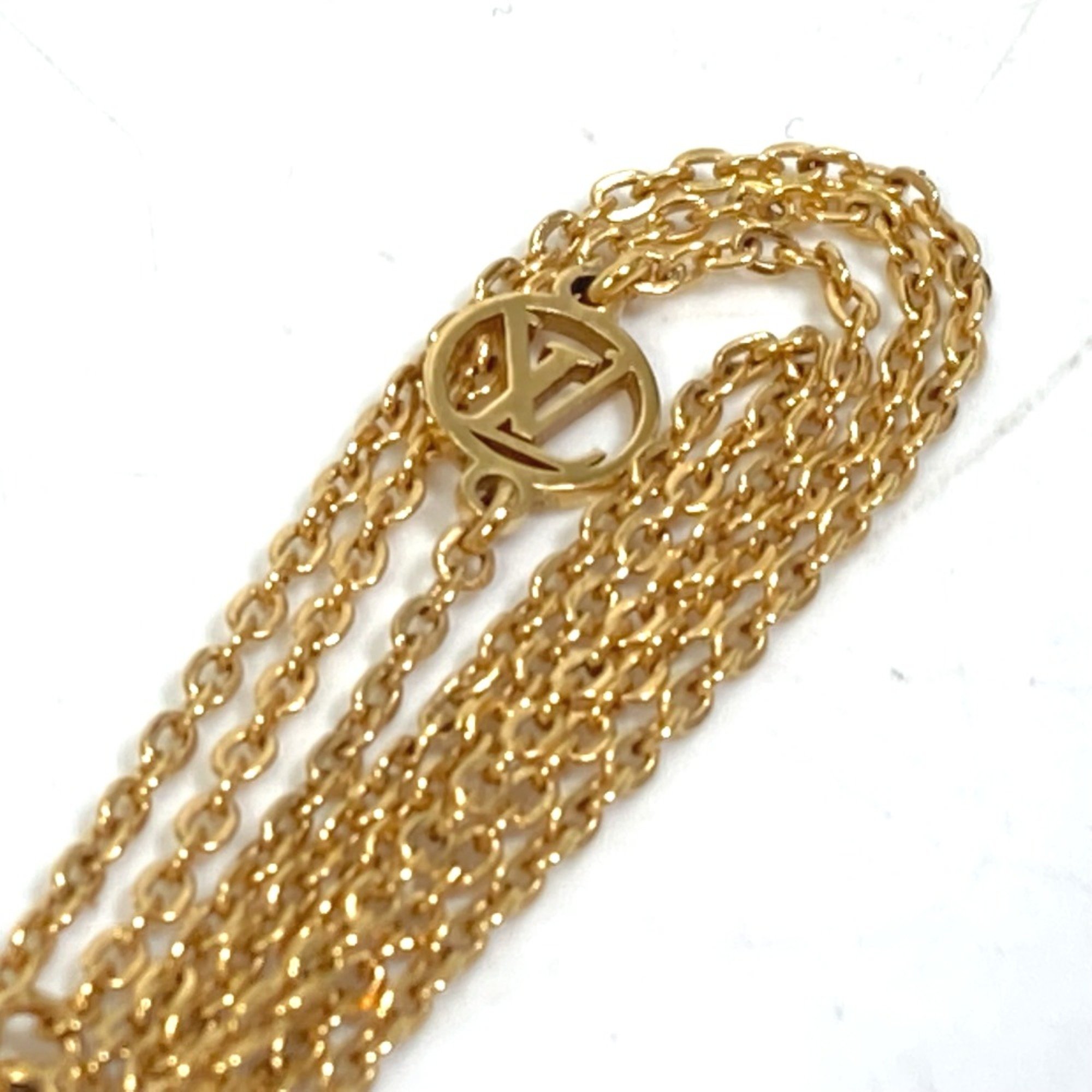 Louis Vuitton M63141 Monogram nanogram miniature name tag Necklace Gold/Silver