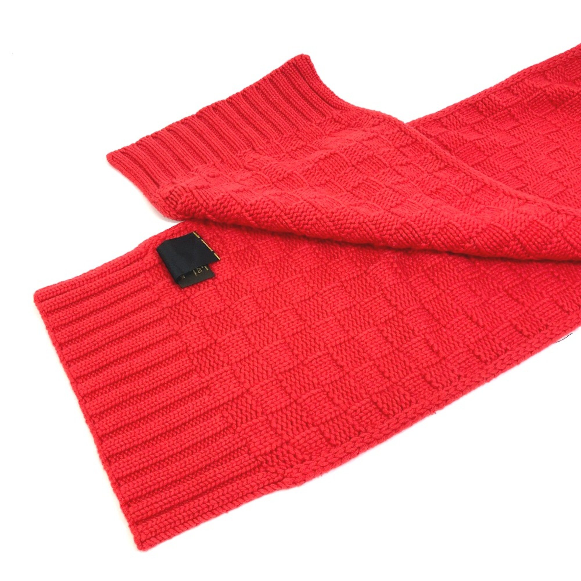 Louis Vuitton Damier charpes Helsinki leather tag knit scarf Scarf Red