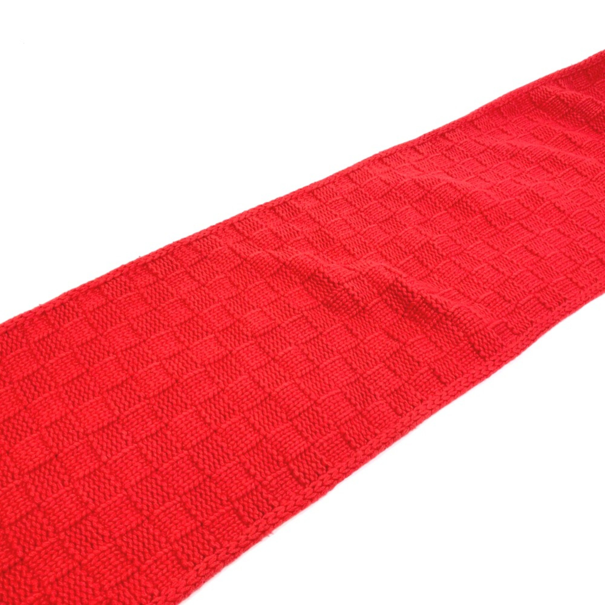 Louis Vuitton Damier charpes Helsinki leather tag knit scarf Scarf Red