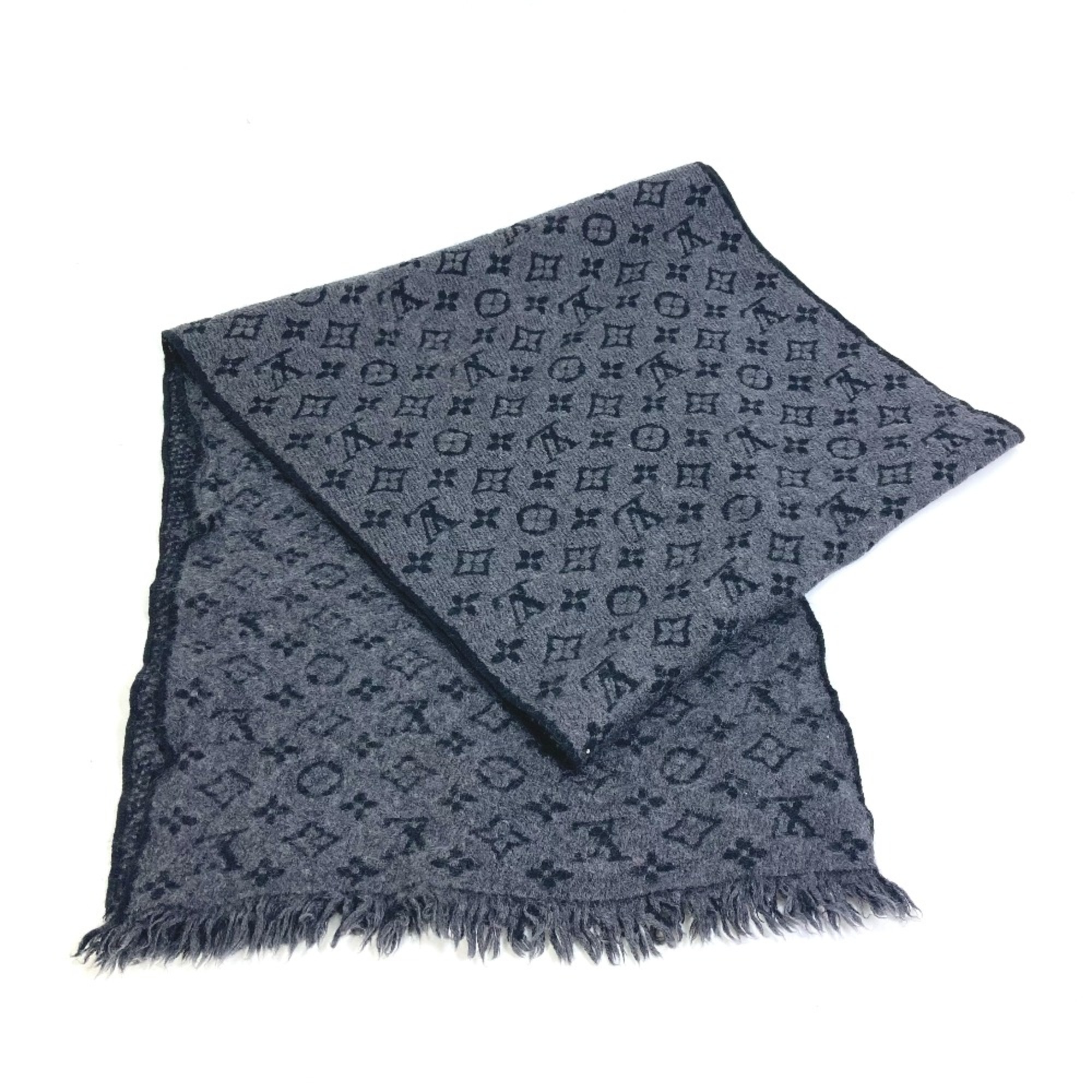 Louis Vuitton M78526 Monogram Fringe Stole /Shawl Scarf gray