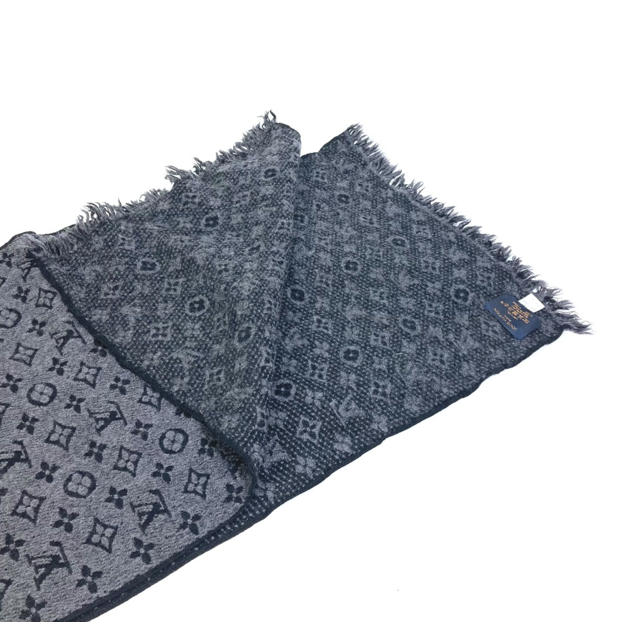 Louis Vuitton M78526 Monogram Fringe Stole /Shawl Scarf gray