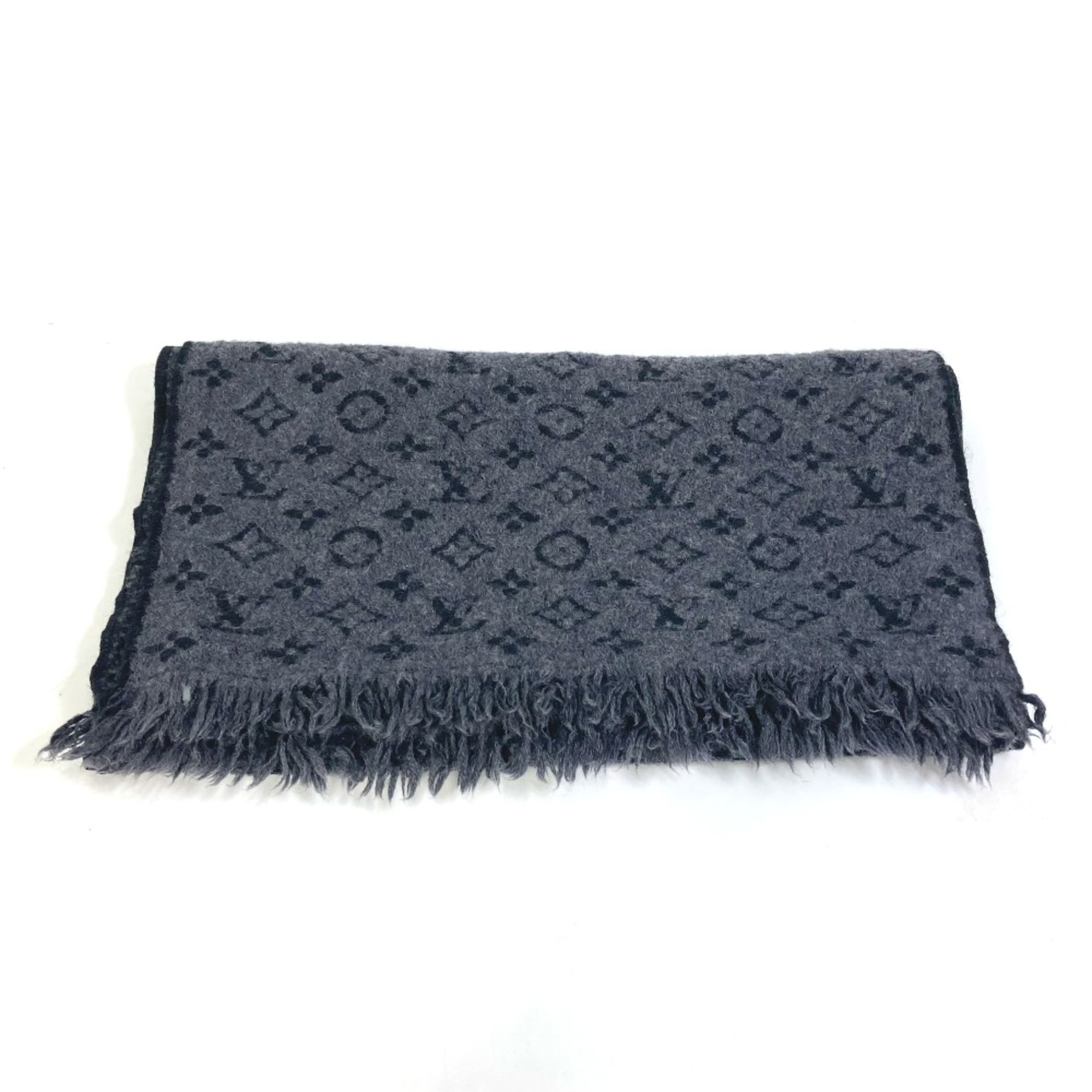 Louis Vuitton M78526 Monogram Fringe Stole /Shawl Scarf gray