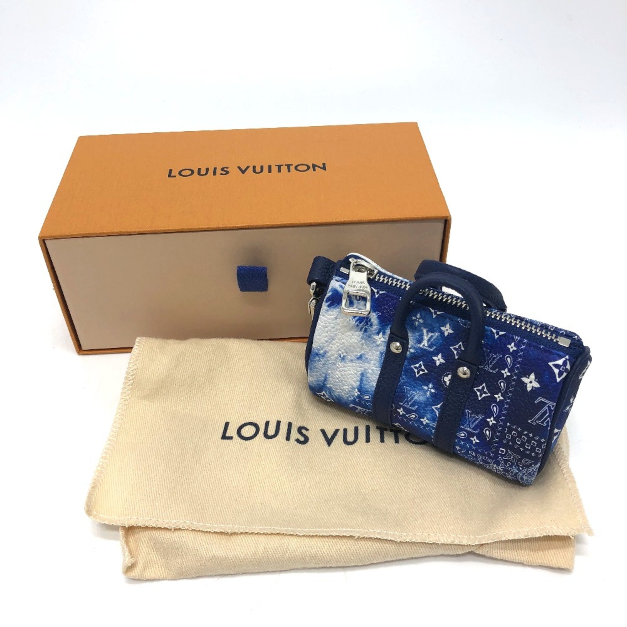 Louis Vuitton MP3337 Monogram bandana bag/accessories Key Holder blue SilverHardware