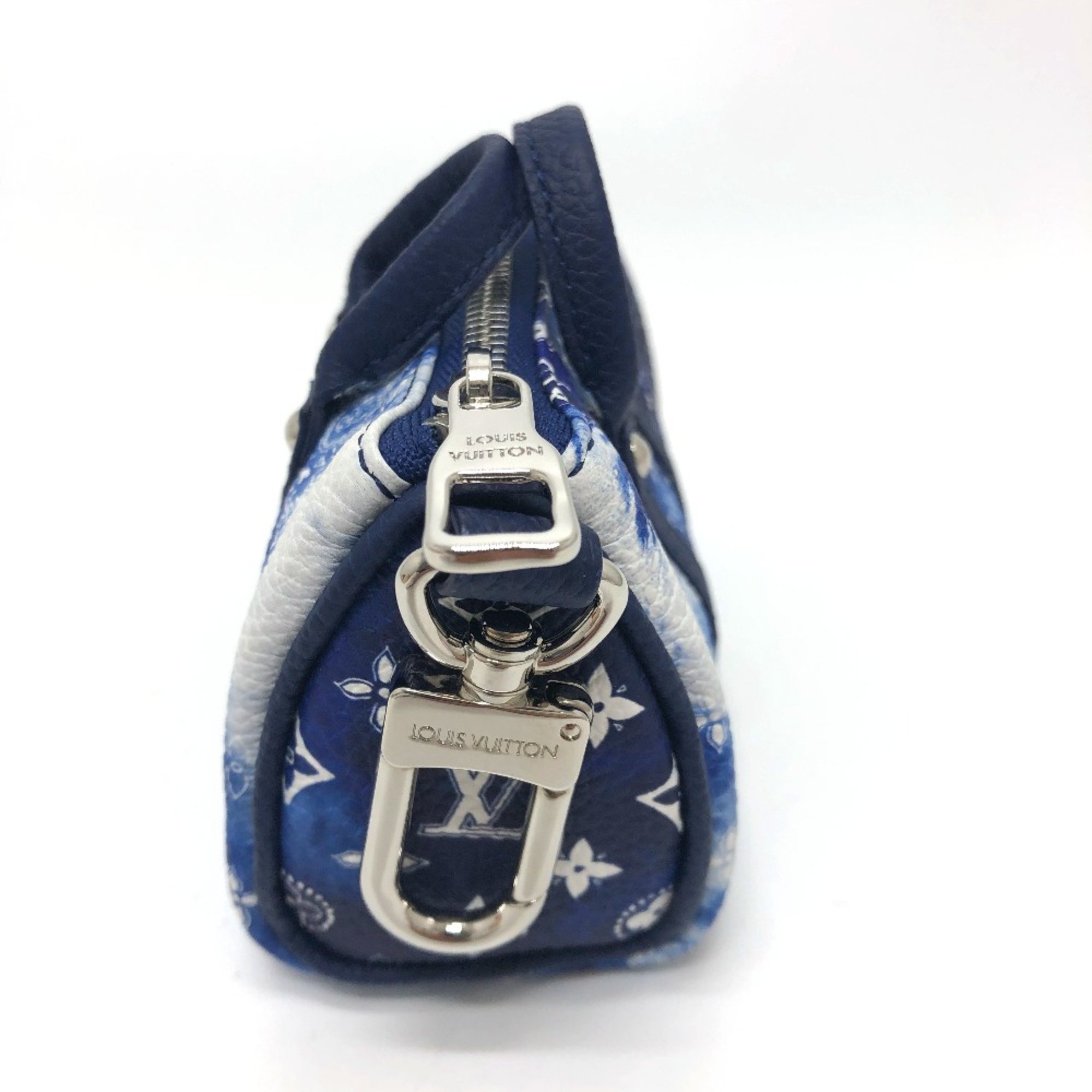 Louis Vuitton MP3337 Monogram bandana bag/accessories Key Holder blue SilverHardware