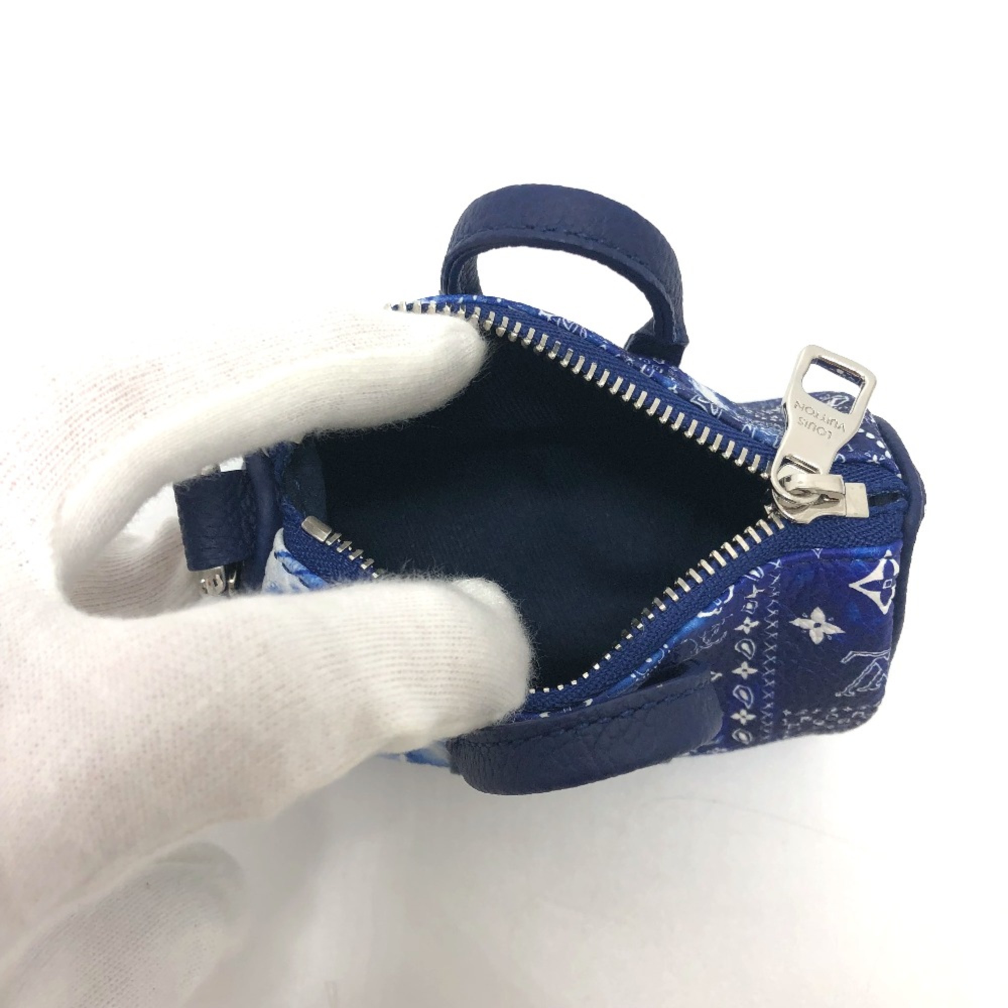 Louis Vuitton MP3337 Monogram bandana bag/accessories Key Holder blue SilverHardware