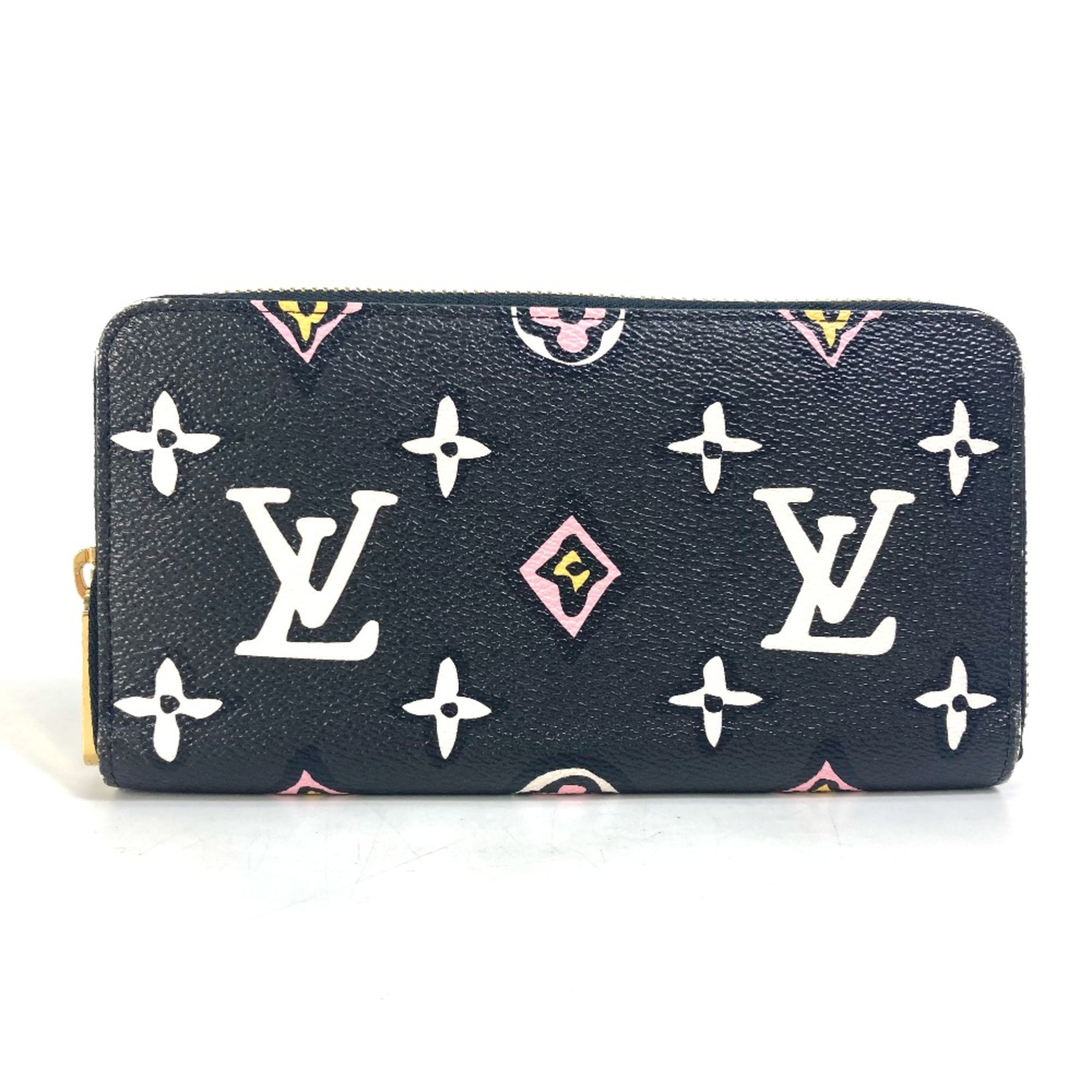 Louis Vuitton M80683 wild at Heart Monogram Animal Long Wallet Noir Black