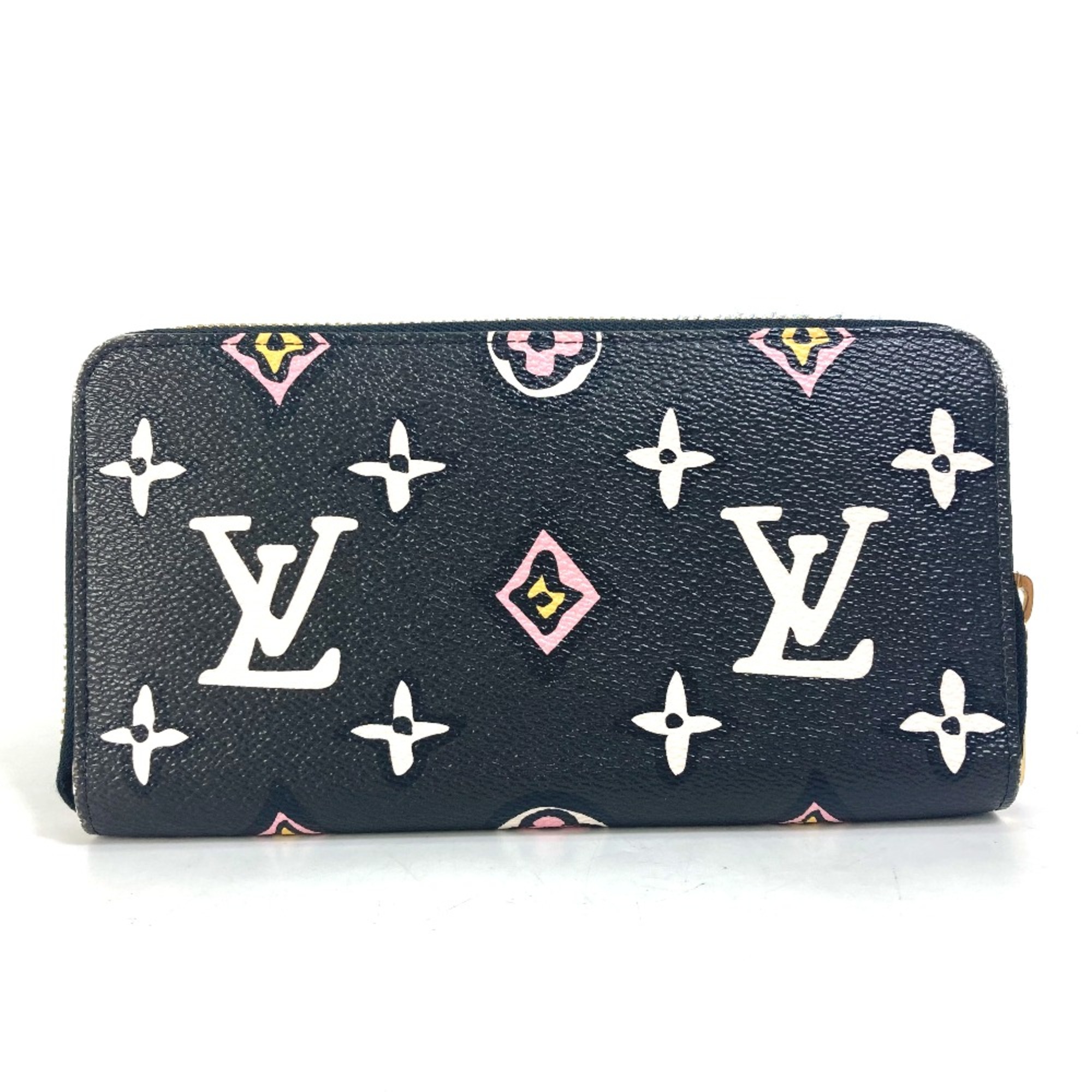 Louis Vuitton M80683 wild at Heart Monogram Animal Long Wallet Noir Black