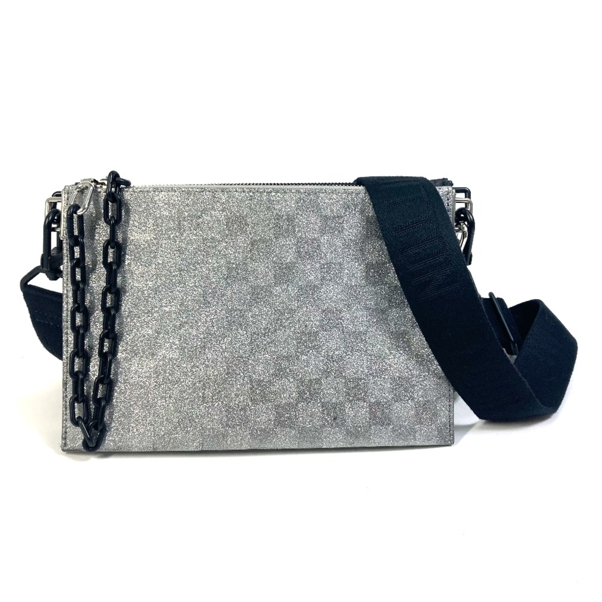 Louis Vuitton M59682 damier glitter bag coin purse pouch Crossbody Shoulder Bag Silver Black