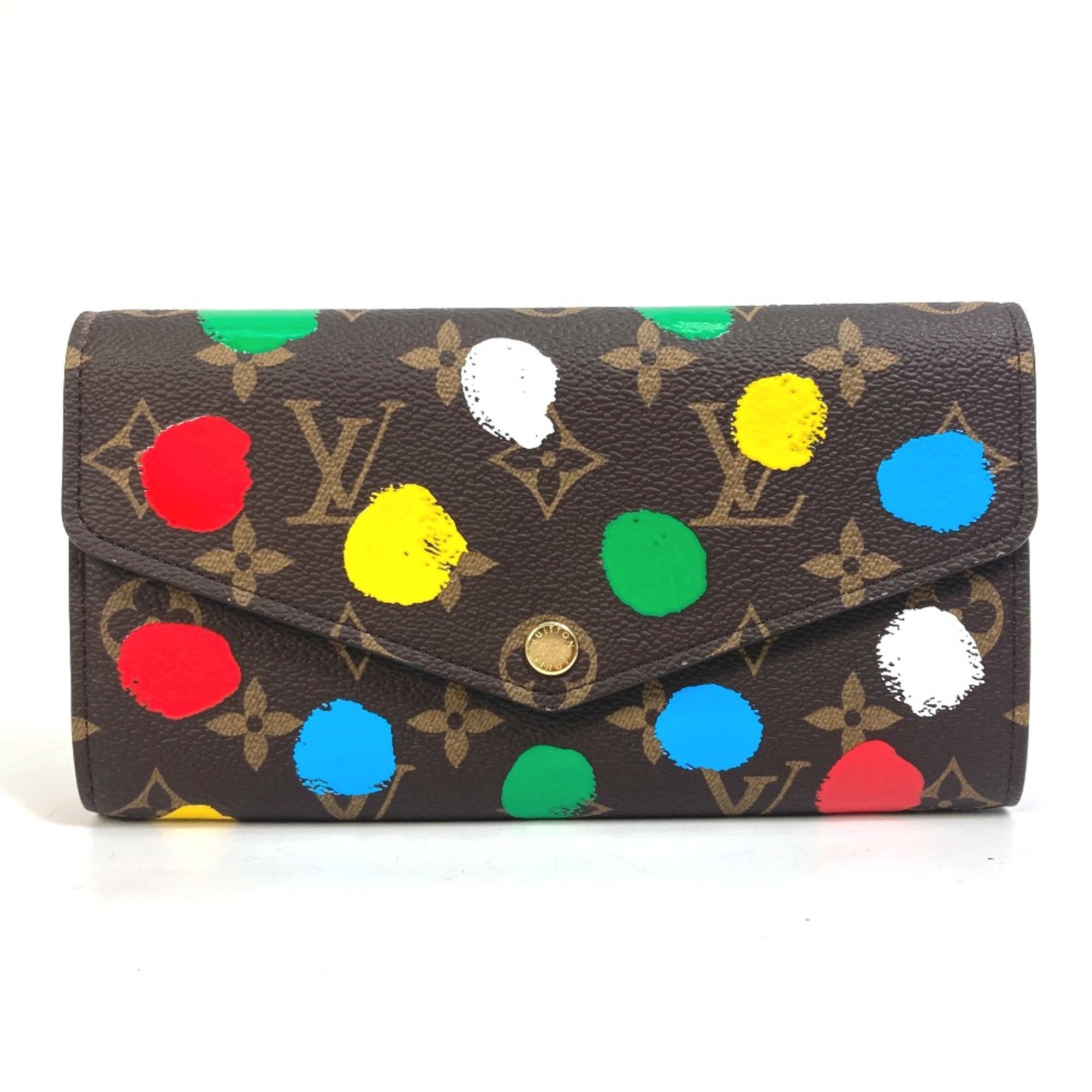 Louis Vuitton M81980 LV x YK Yayoi Kusama Monogram Two fold Long Wallet Brown Multicolore