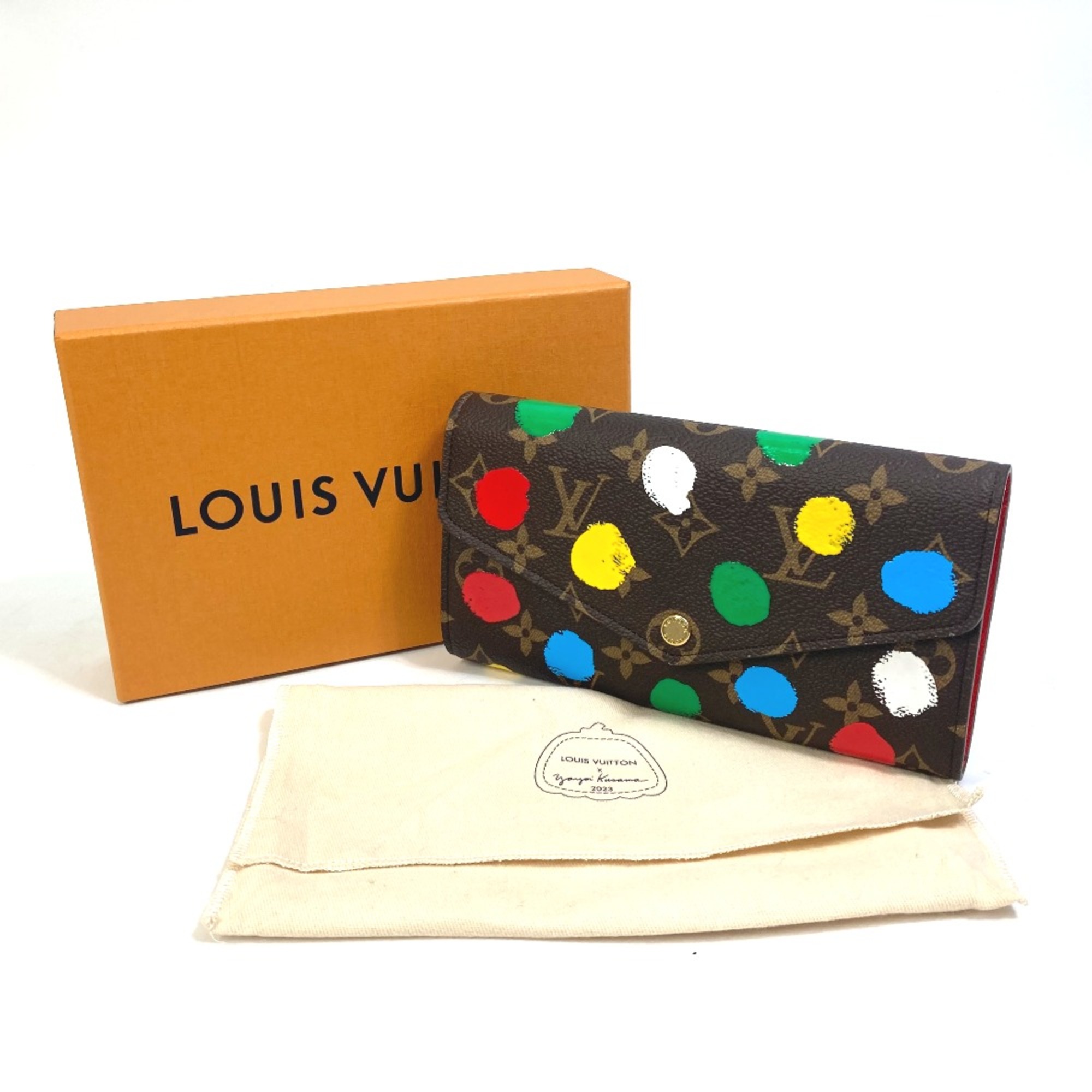 Louis Vuitton M81980 LV x YK Yayoi Kusama Monogram Two fold Long Wallet Brown Multicolore