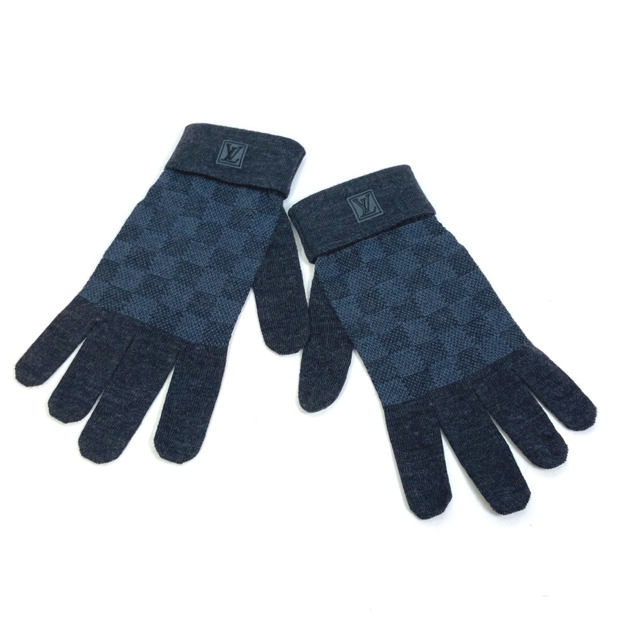 Louis Vuitton M70008 Damier Graphite Gloves knit Glove Gray Based Blue Based