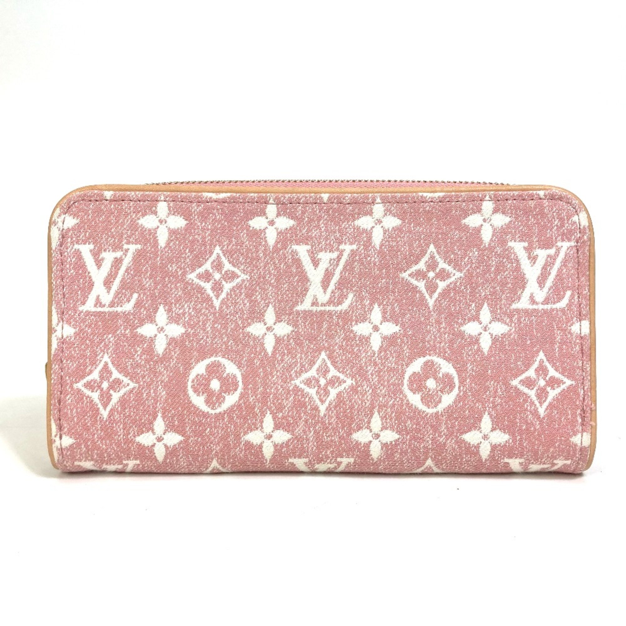 Louis Vuitton M81182 MonogramDenim Zip Around Long Wallet pink