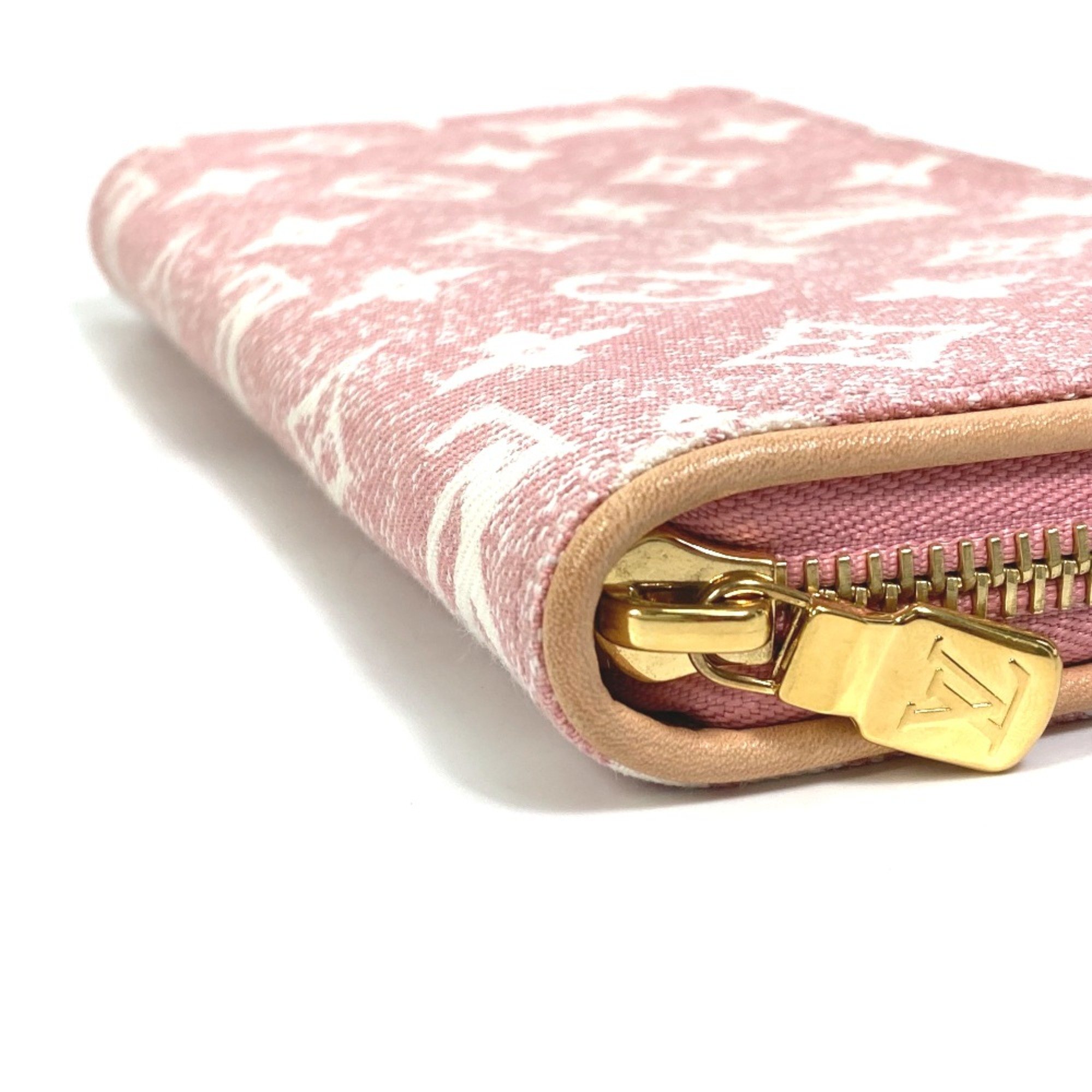 Louis Vuitton M81182 MonogramDenim Zip Around Long Wallet pink