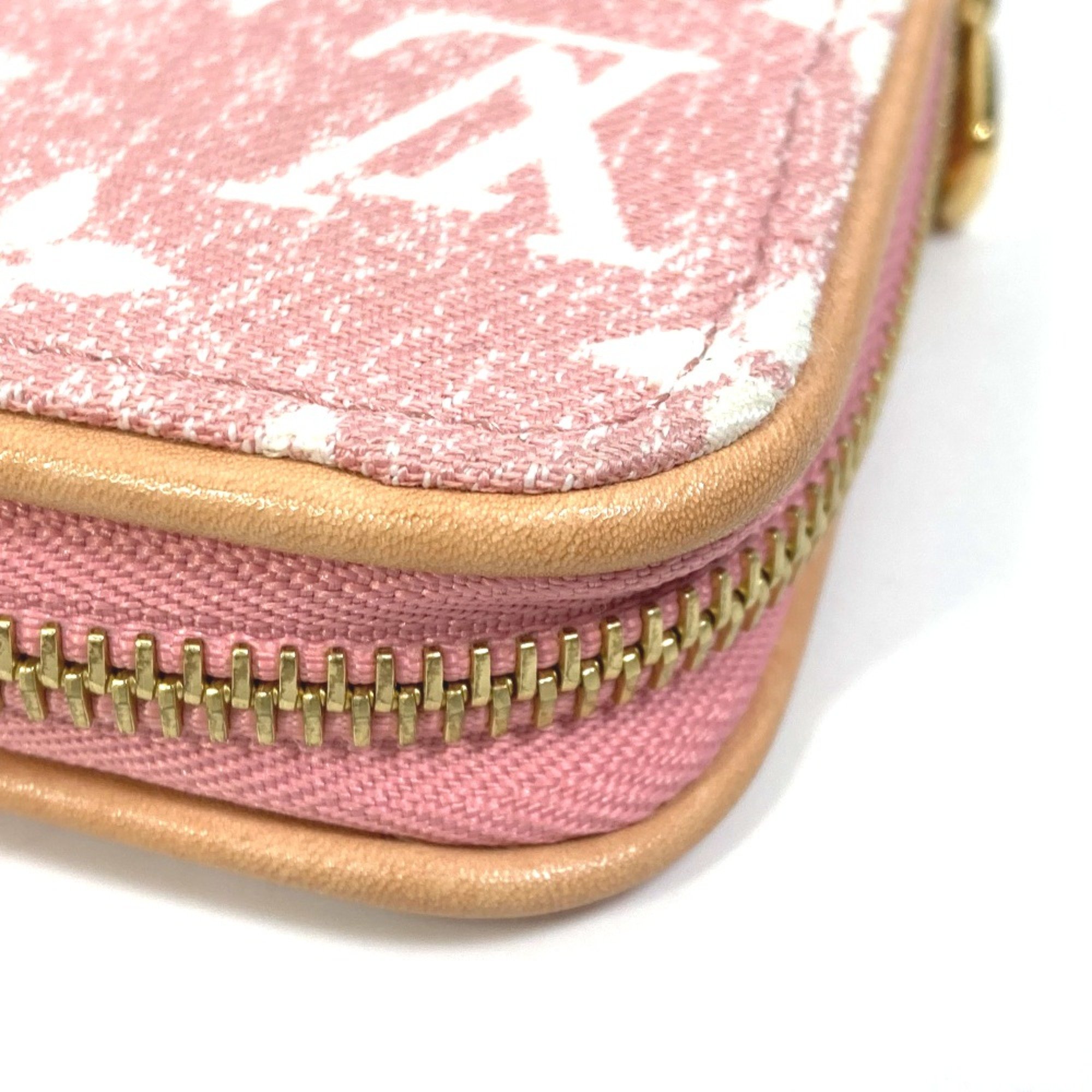 Louis Vuitton M81182 MonogramDenim Zip Around Long Wallet pink