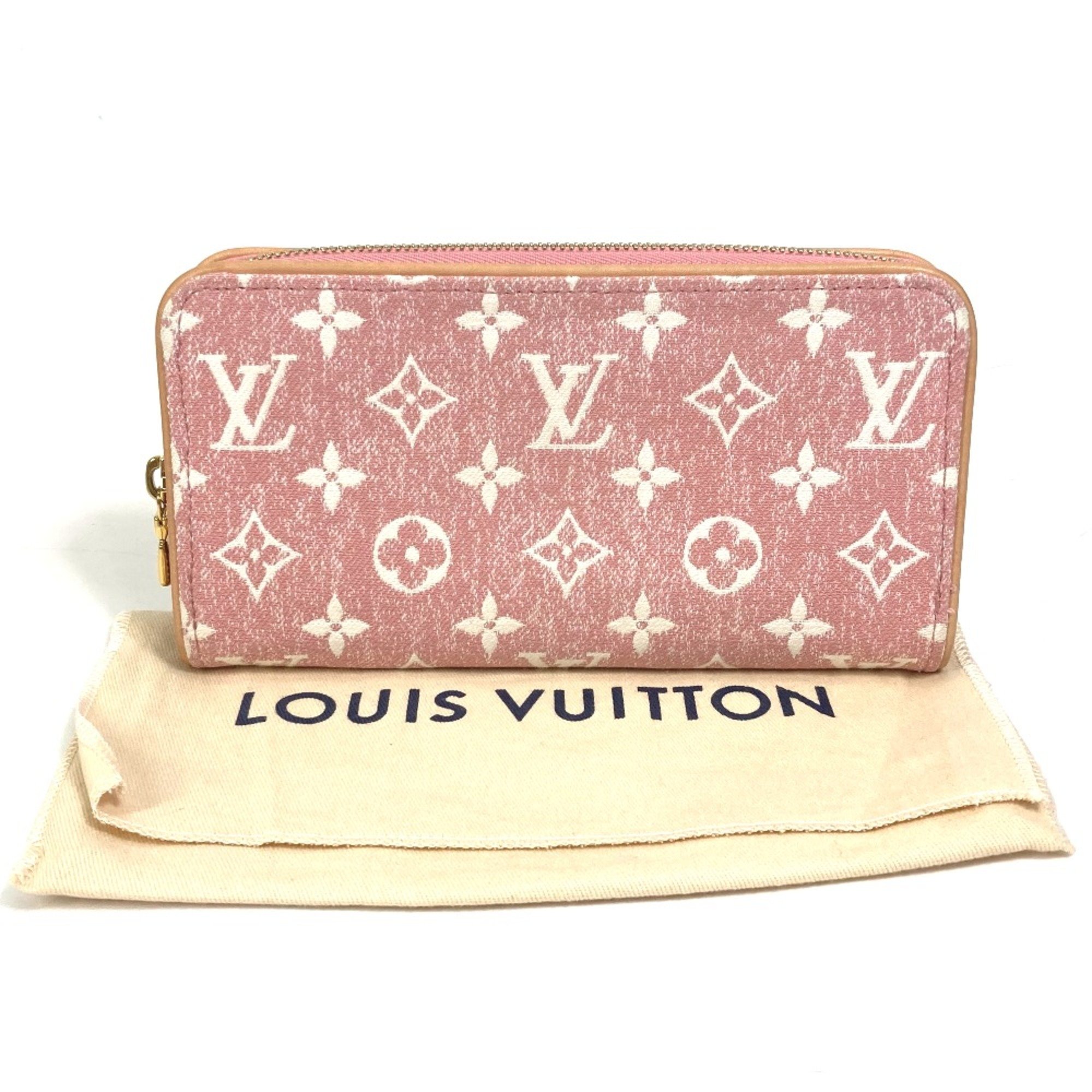 Louis Vuitton M81182 MonogramDenim Zip Around Long Wallet pink