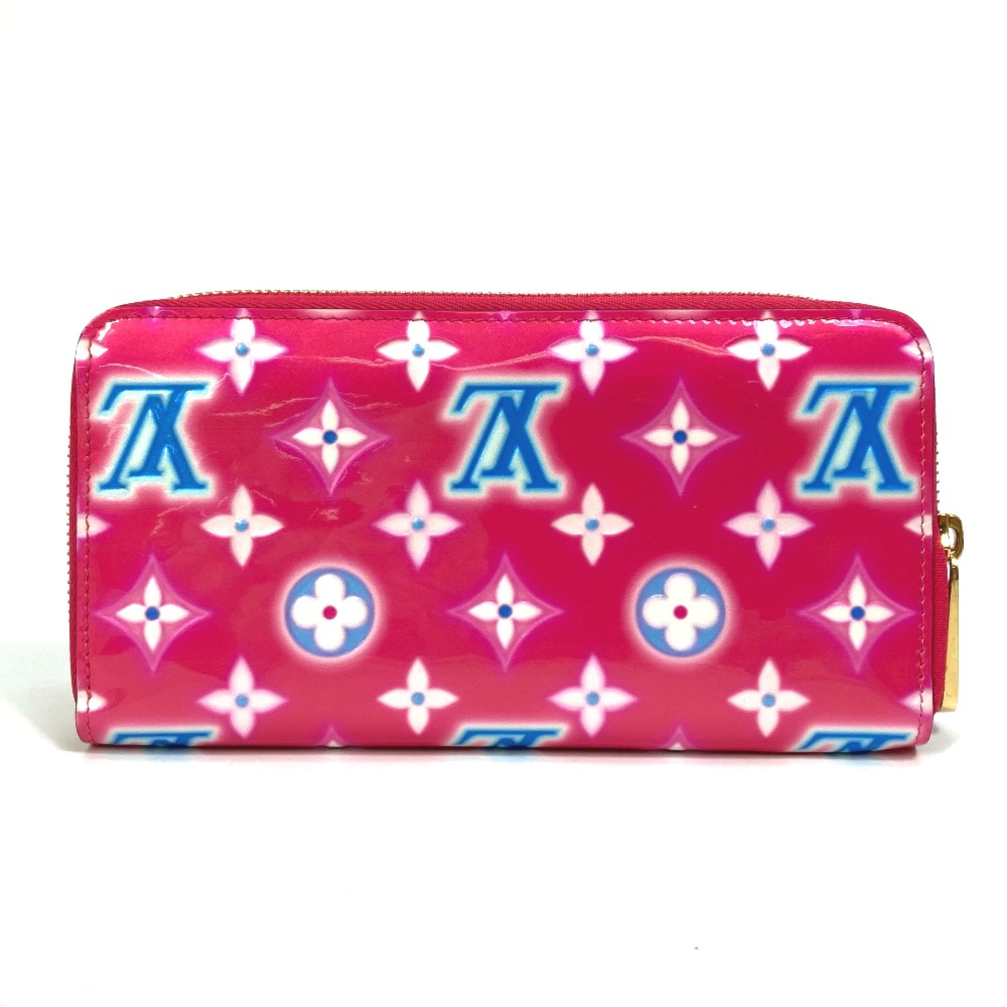 Louis Vuitton M81154 MonogramVernis 2022 Valentine Limited Long Wallet Fuchsia Neon pink