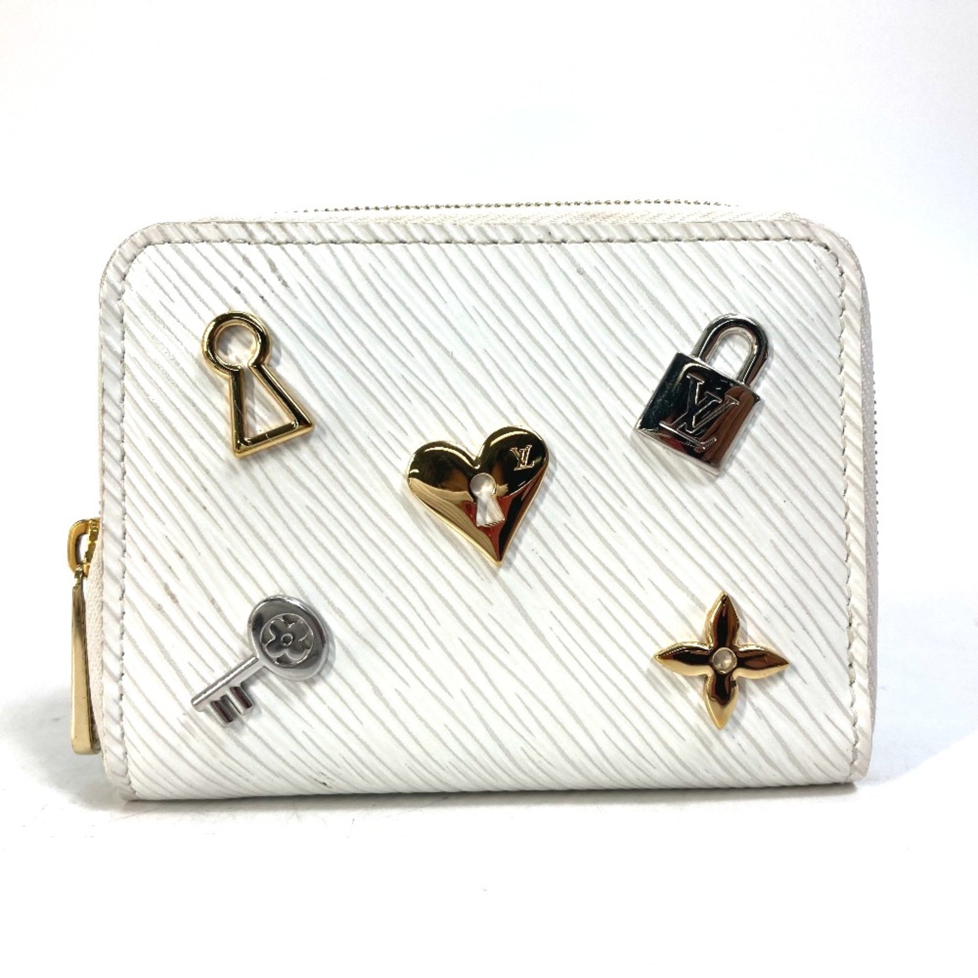 Louis Vuitton M63994 Epi love lock Coin Compartment Wallet coin purse Blanc White