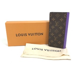 Louis Vuitton M81538 MonogramMacassar Folded flap Long Wallet Brown x purple