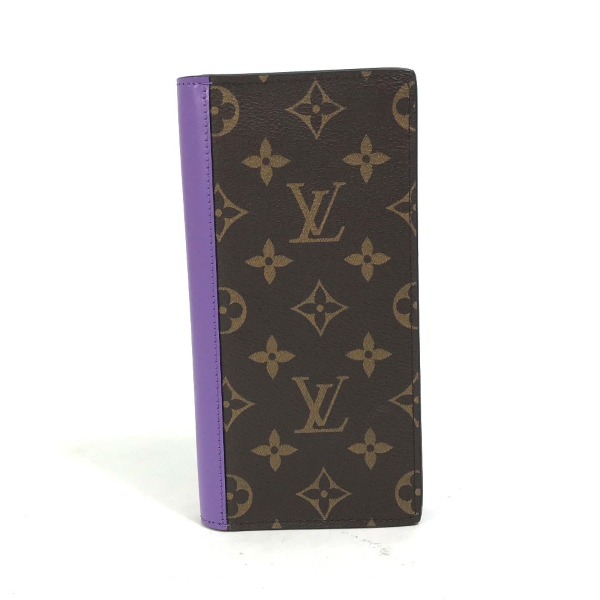 Louis Vuitton M81538 MonogramMacassar Folded flap Long Wallet Brown x purple