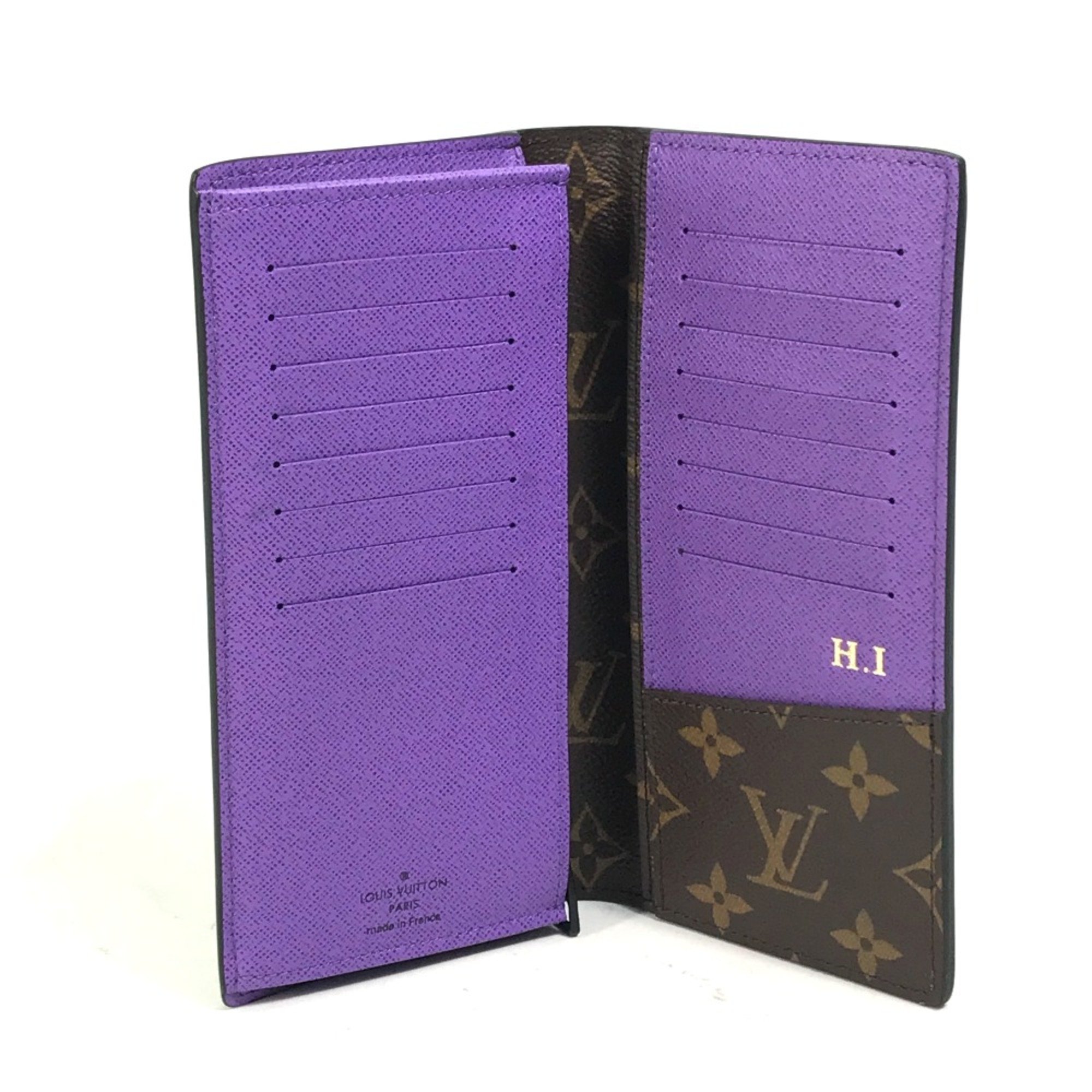 Louis Vuitton M81538 MonogramMacassar Folded flap Long Wallet Brown x purple