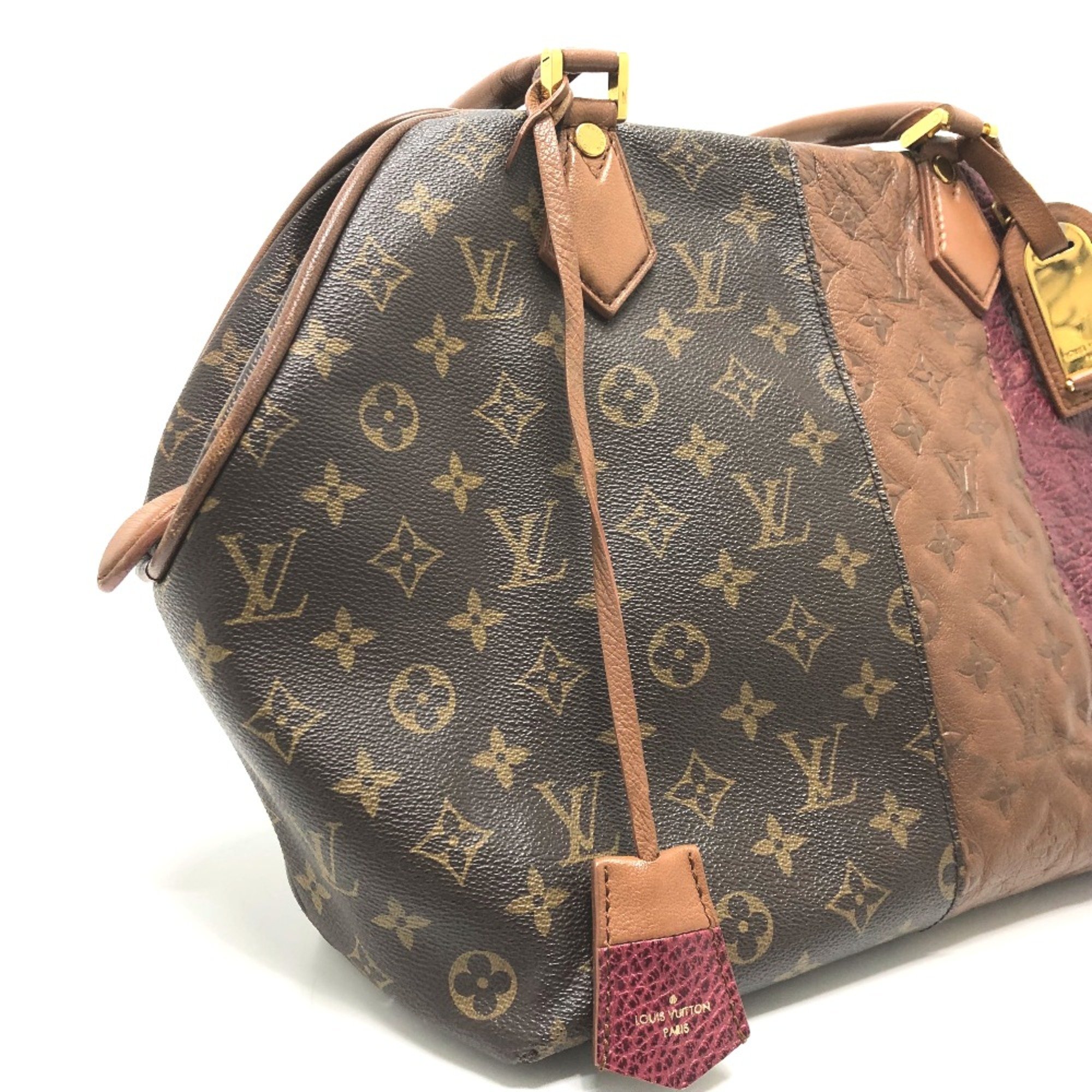 Louis Vuitton M40503 Monogram Tote Bag Bordeaux/Camel Brown GoldHardware