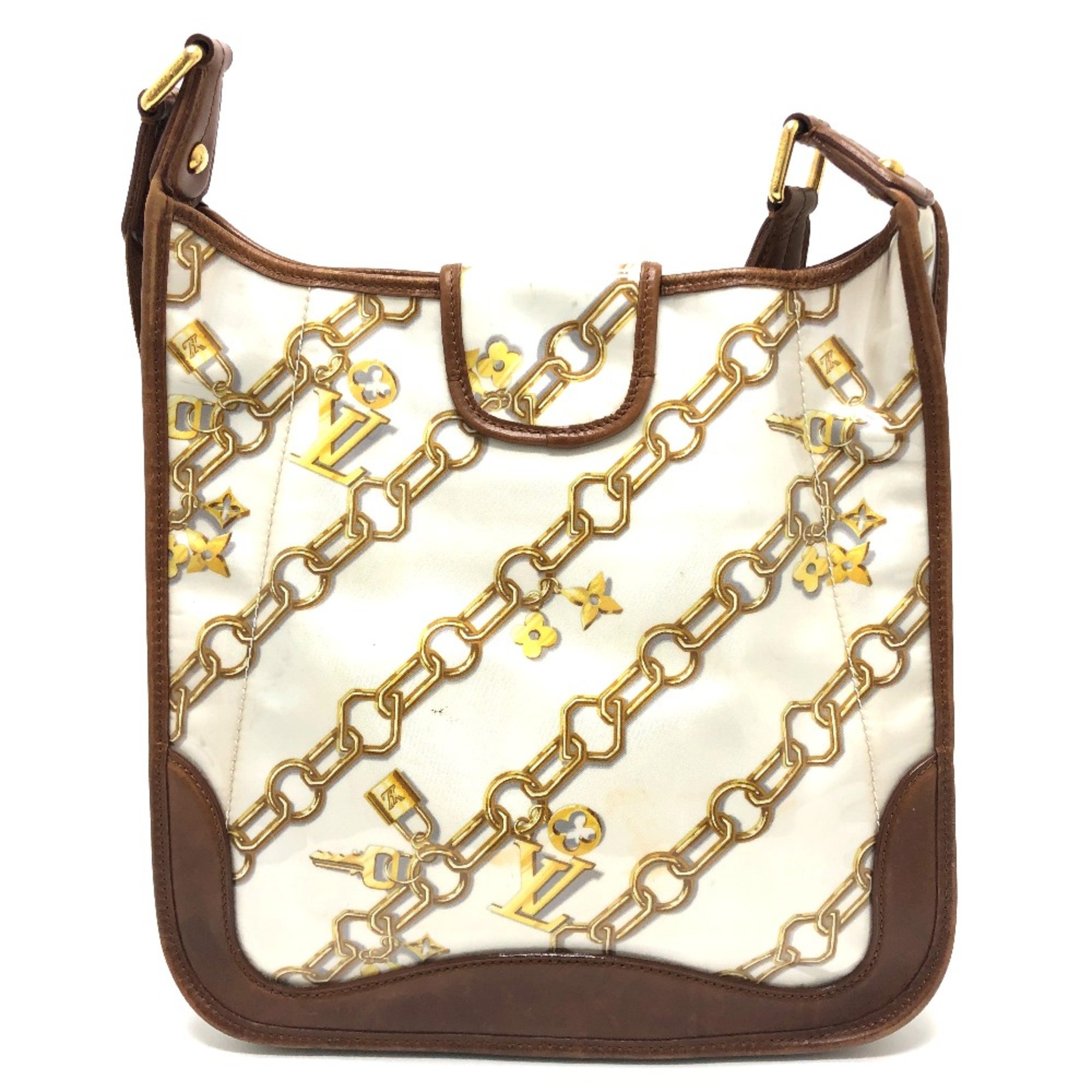 Louis Vuitton M95158 Monogram Charm messenger bag bag Shoulder Bag White/Brown