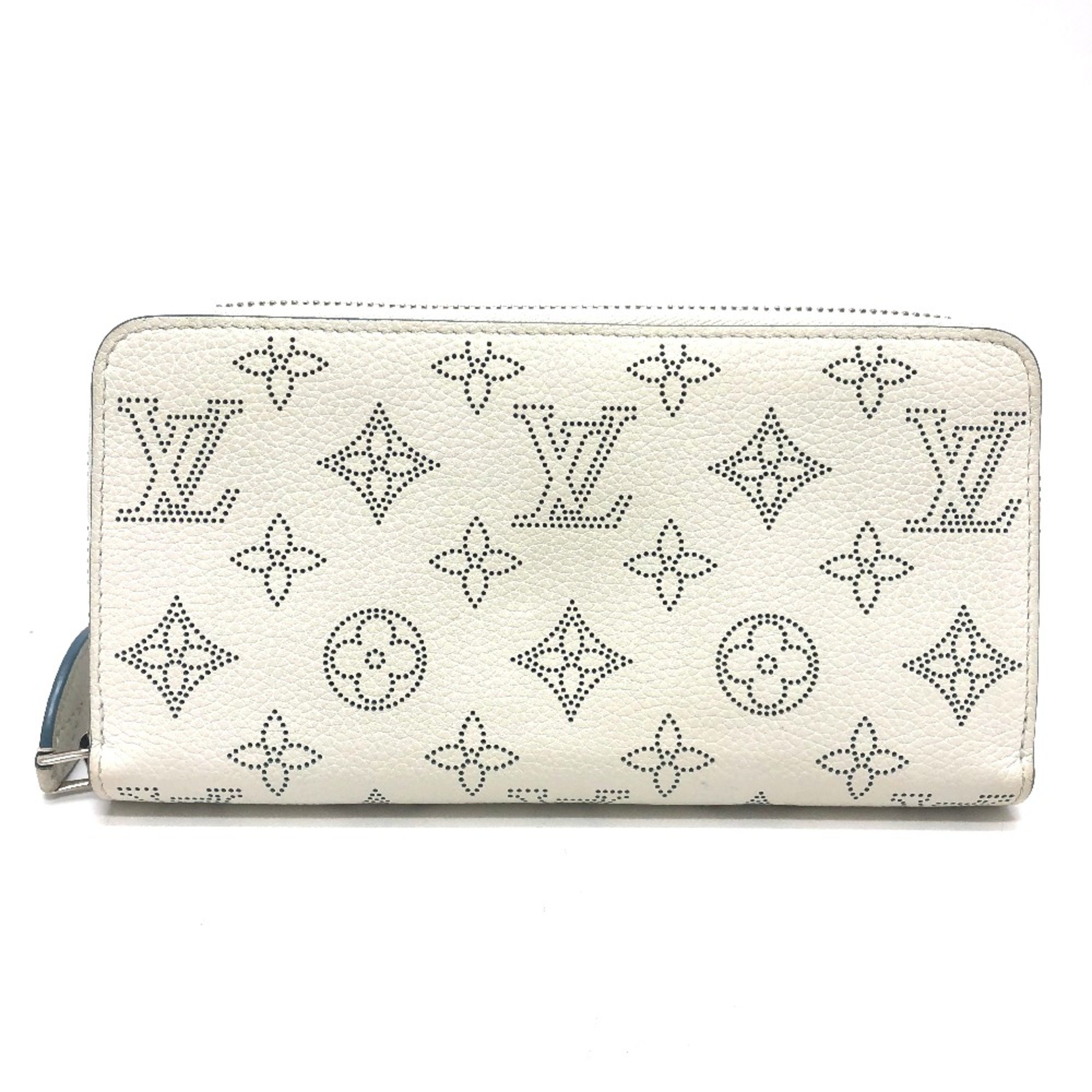 Louis Vuitton M69215 MonogramMahina Zip Around Long Wallet Snow Blue Orage White SilverHardware