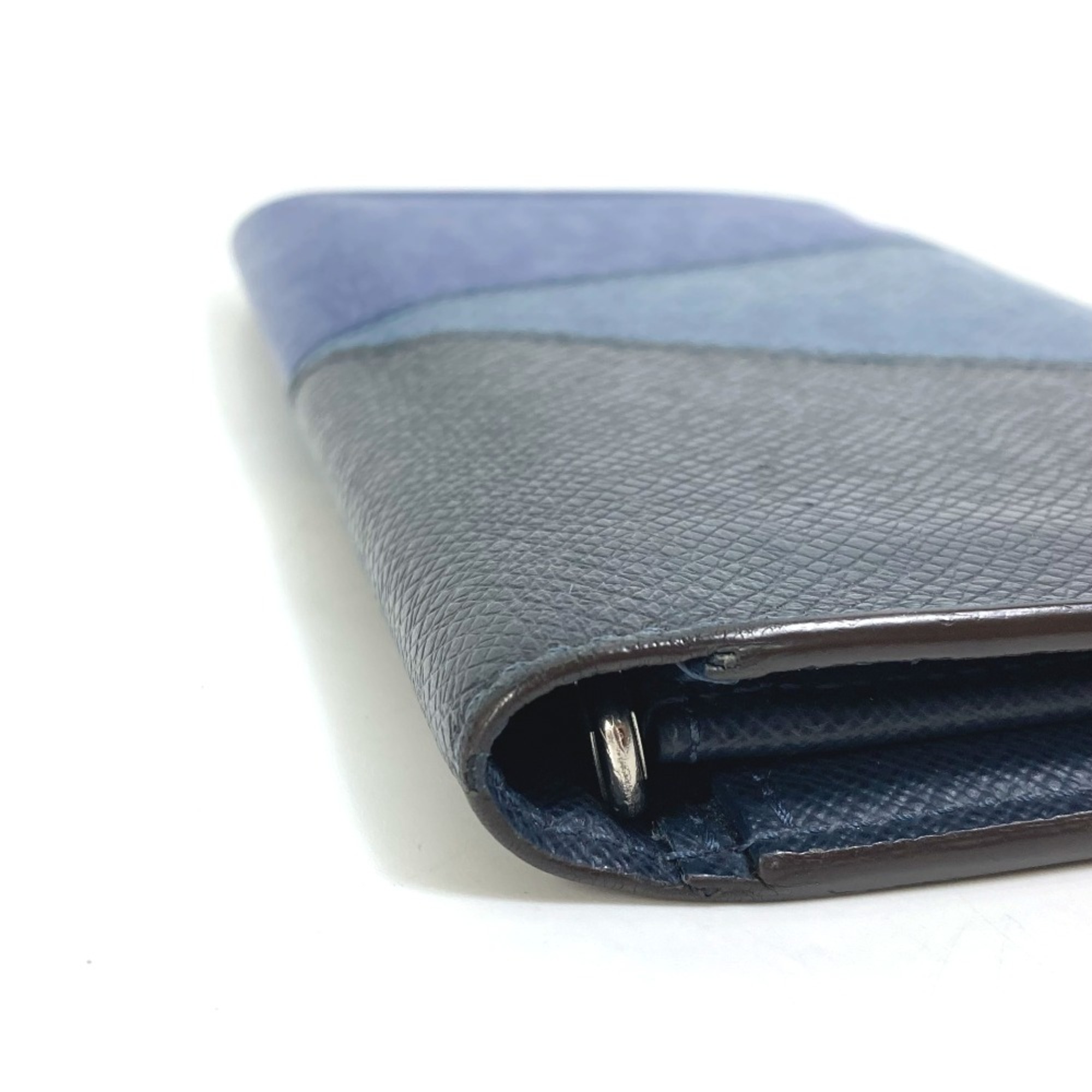 Louis Vuitton M30713 Taiga V Two fold Long Wallet Navy blue