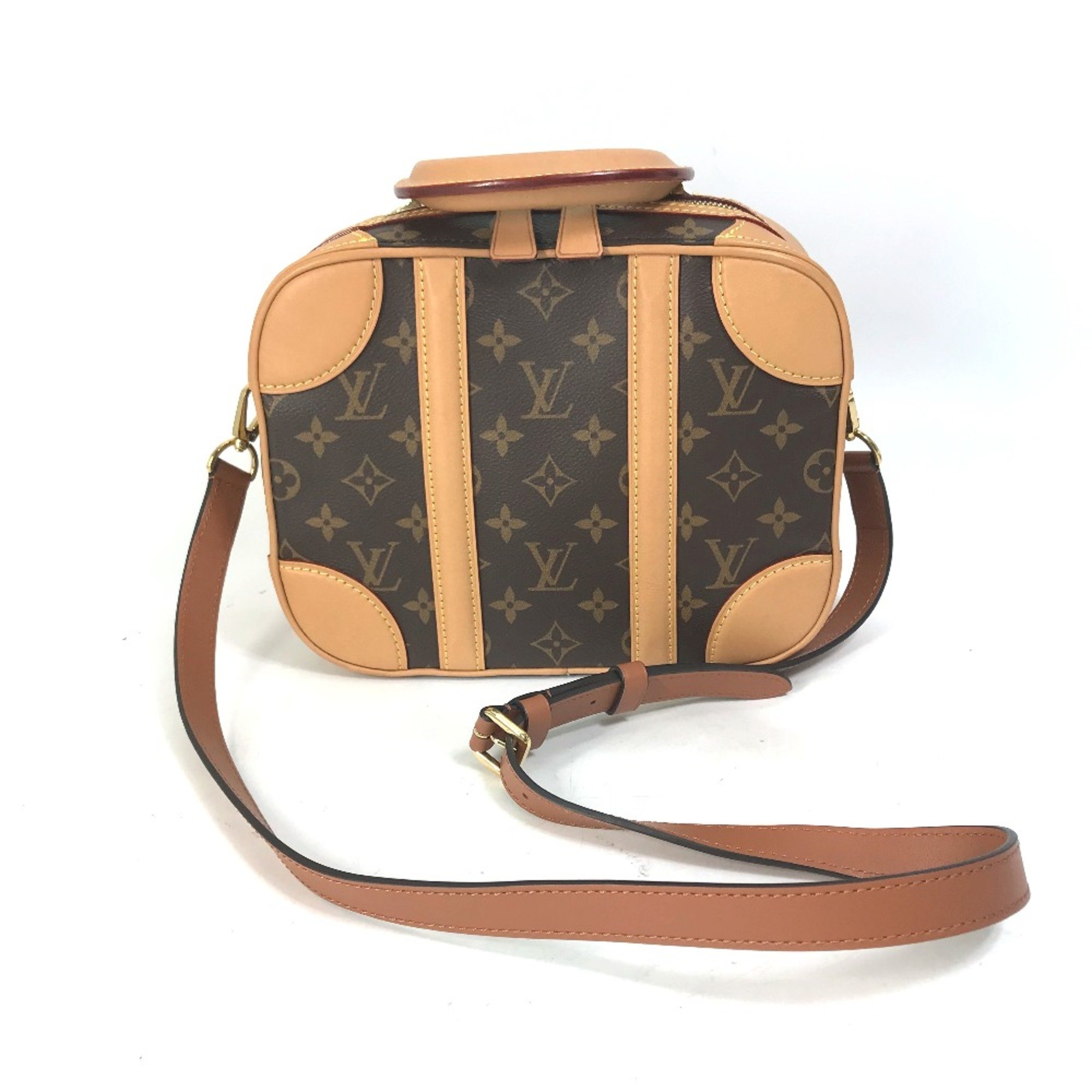 Louis Vuitton M44581 Monogram Crossbody Chain Trunk Hand Bag 2WAY Bag Shoulder Bag Duffle Bag Brown